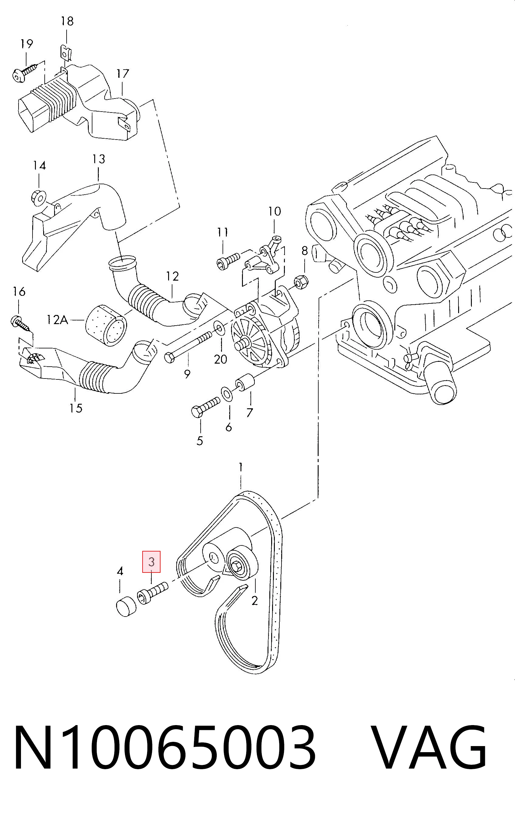 N10065003 VAG Parafuso de cabeça de motor (CBC)