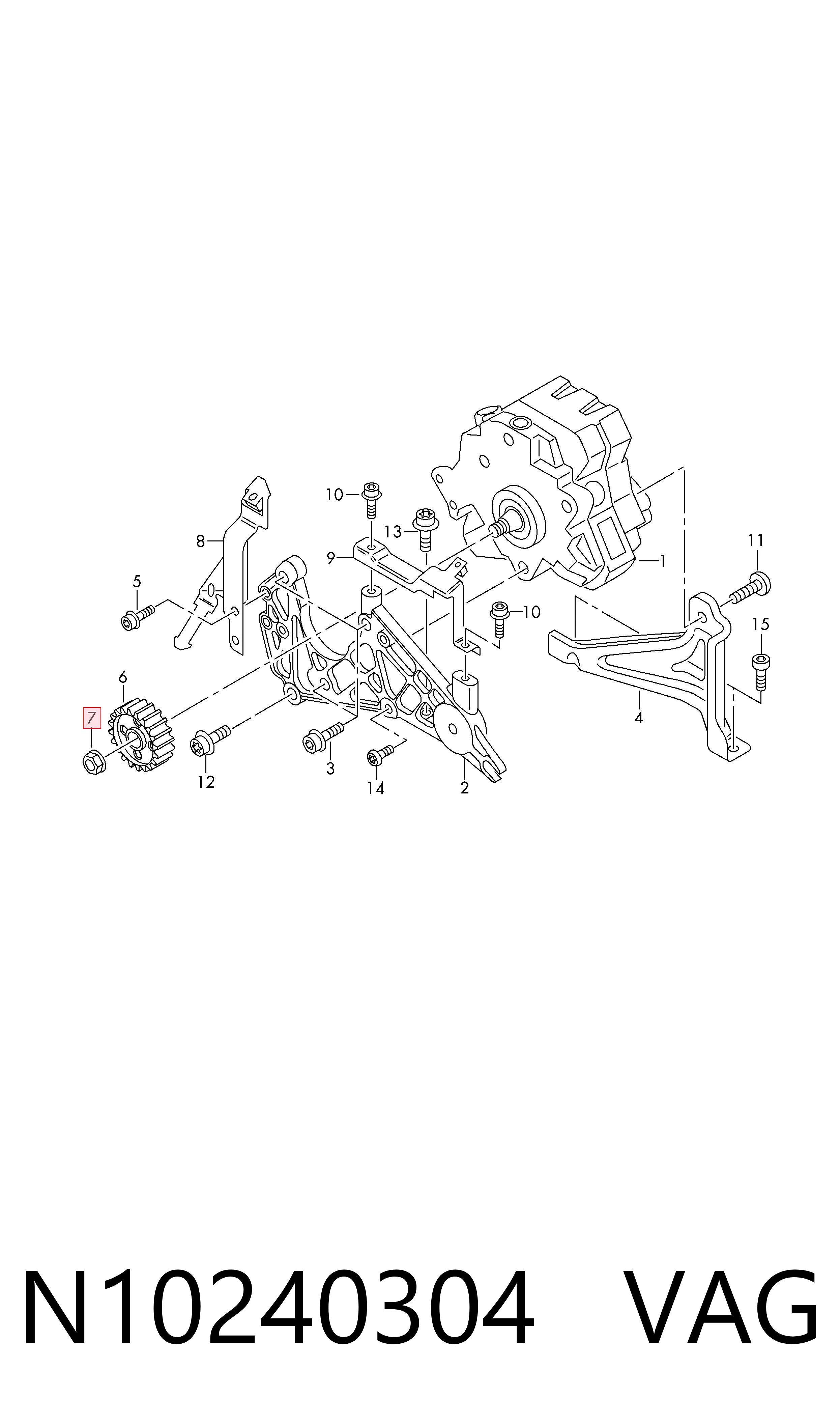 N10240304 VAG Parafuso de fixação de braço oscilante dianteiro, kit