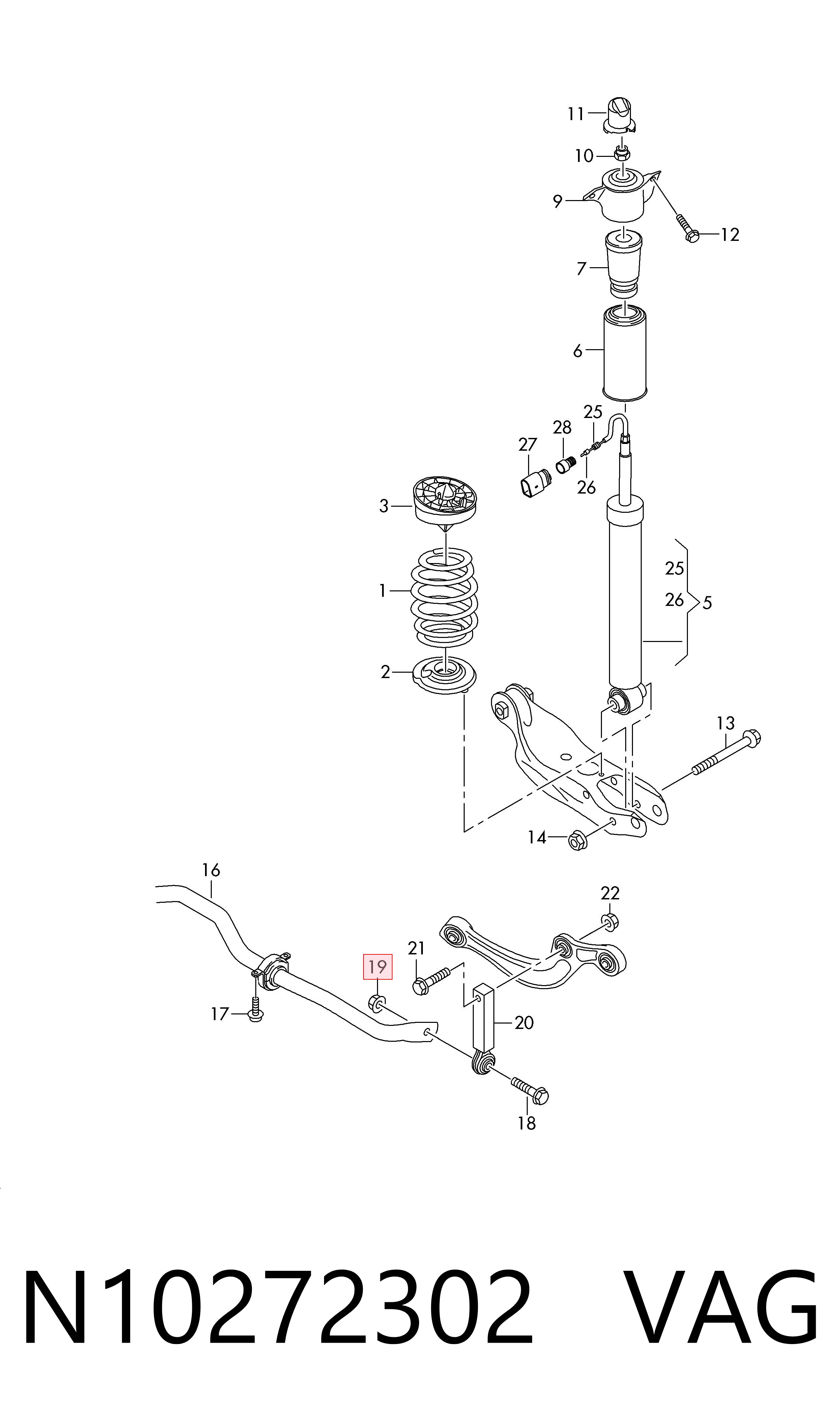 Compre N10272302 VAG Parafuso (porca) de fixação