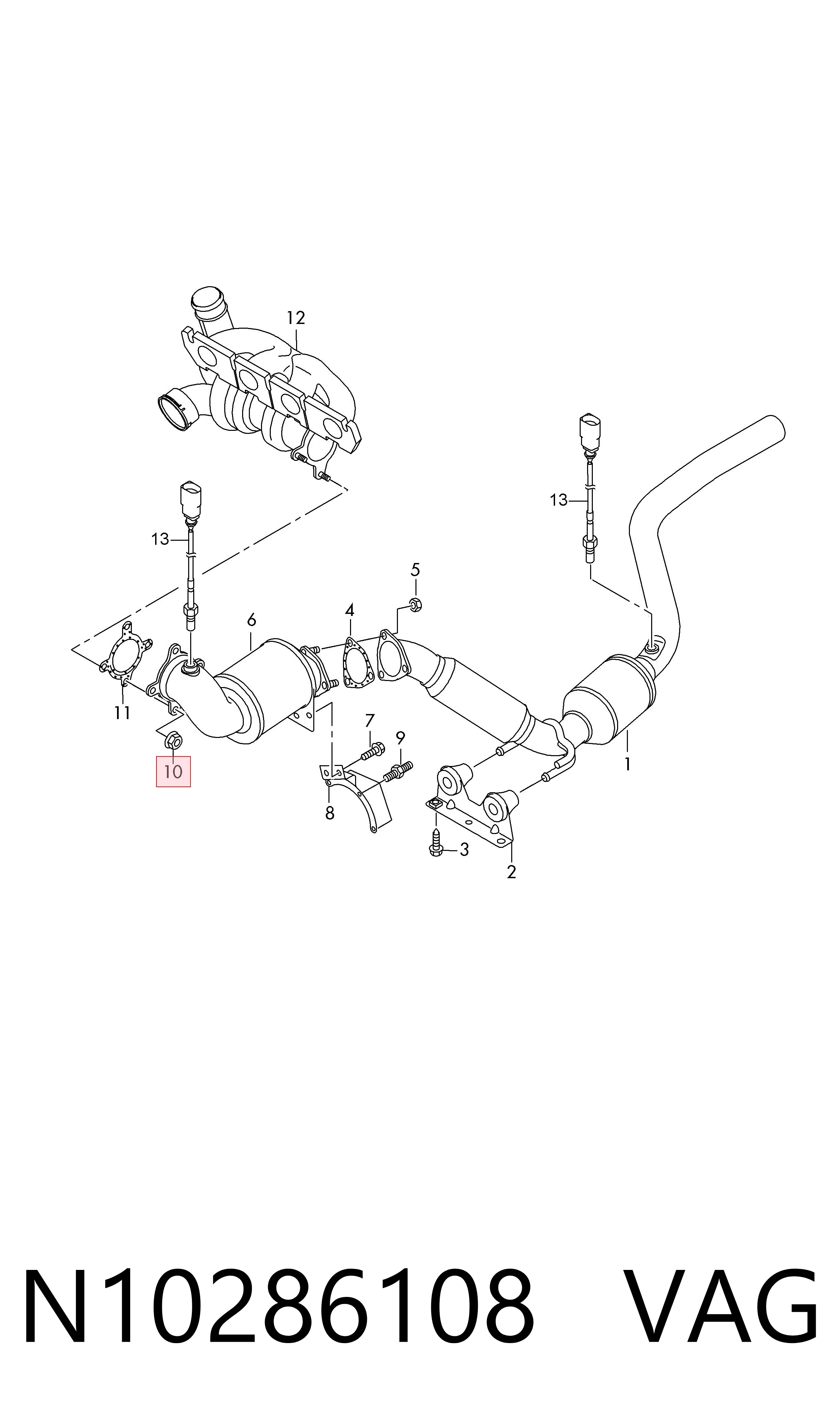 N10286108 VAG Porca de parafuso de fixação de braço oscilante dianteiro inferior