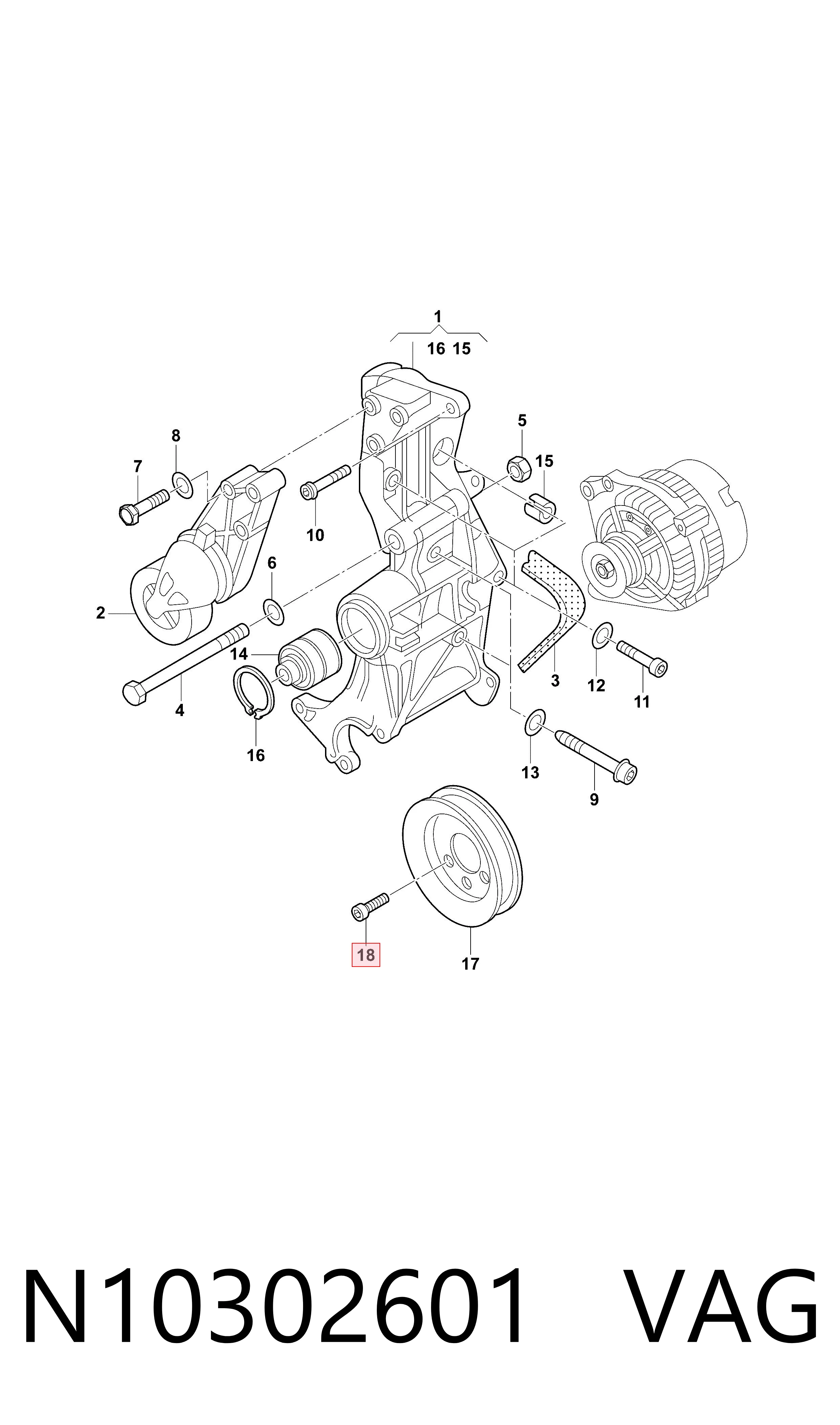 N10302601 VAG Parafuso de cabeça de motor (CBC)