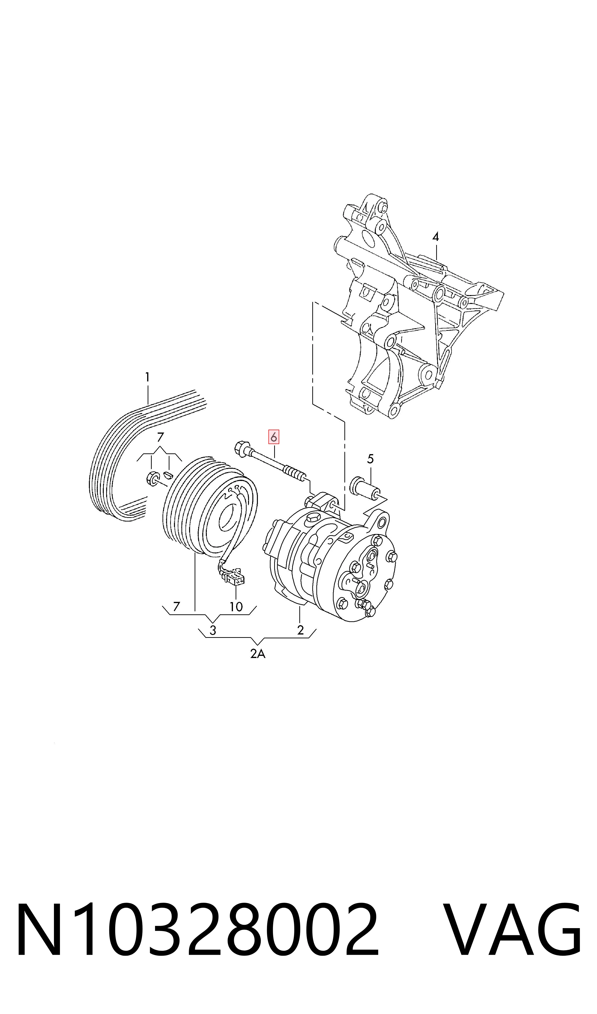 N10328002 VAG Parafuso do coxim de chassi de carroçaria