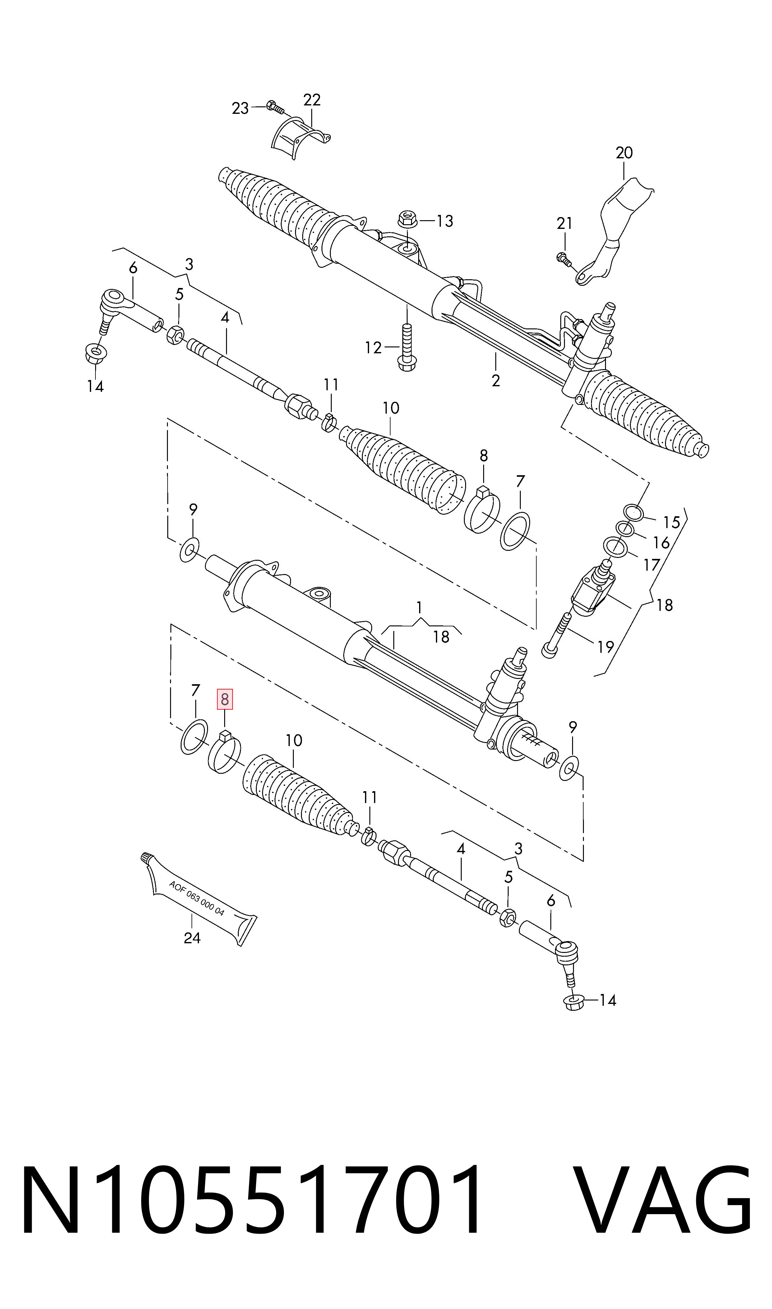 Compre N10551701 VAG Braçadeira da bota de proteção da cremalheira da direção