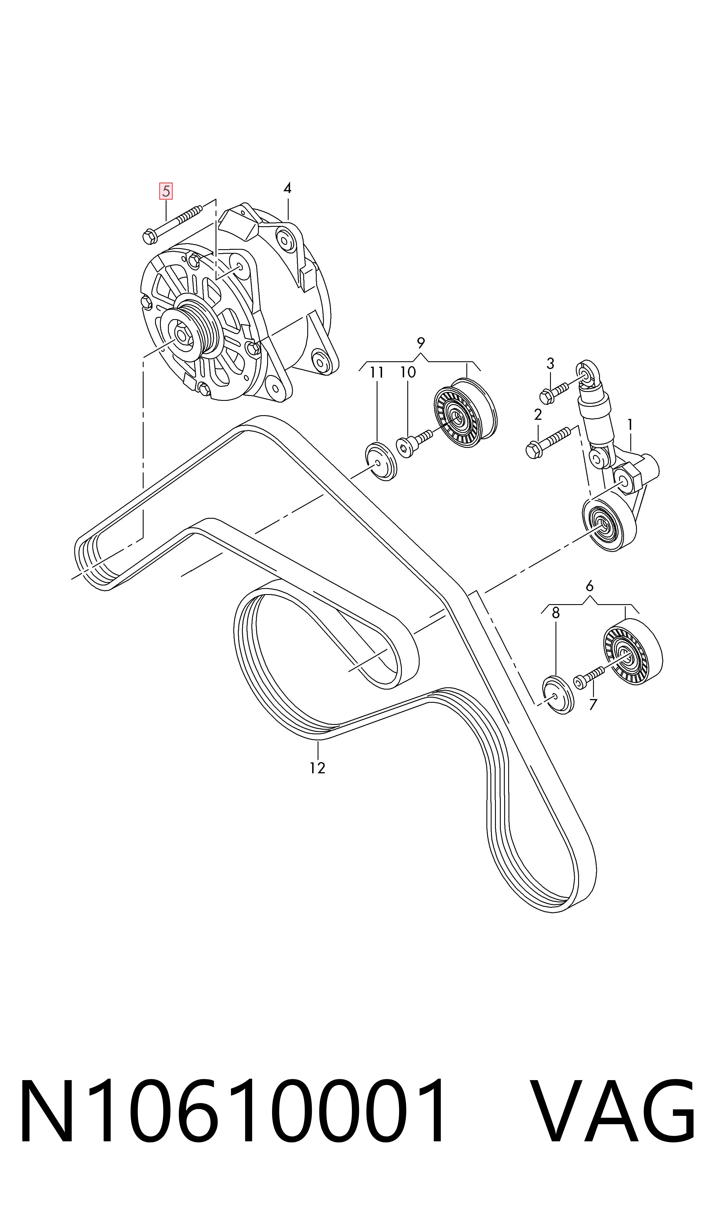 N10610001 VAG Parafuso do gerador