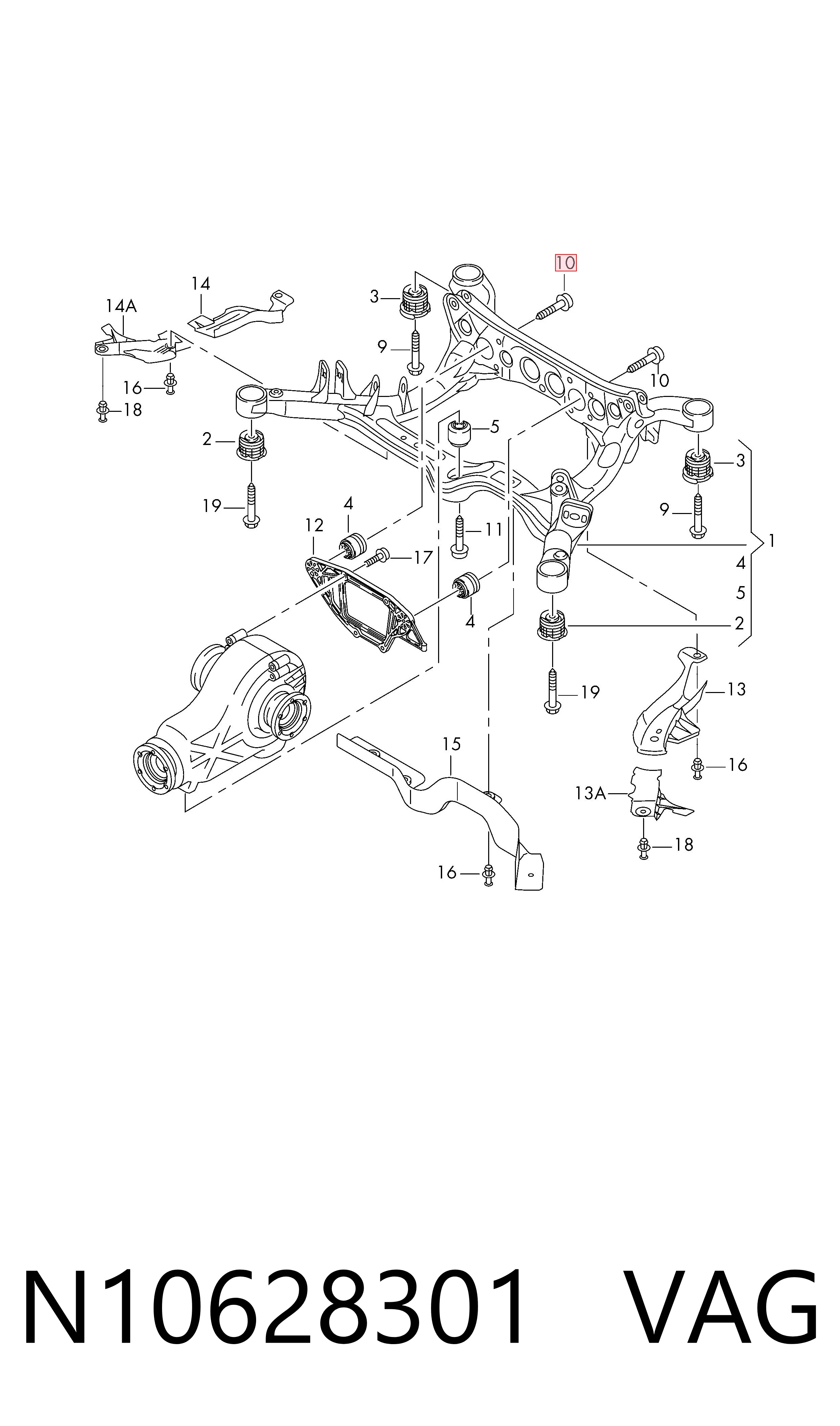 Parafuso de fixação de braço oscilante de inclinação traseiro, interno VAG N10628301 preço, a partir de 6,75 USD