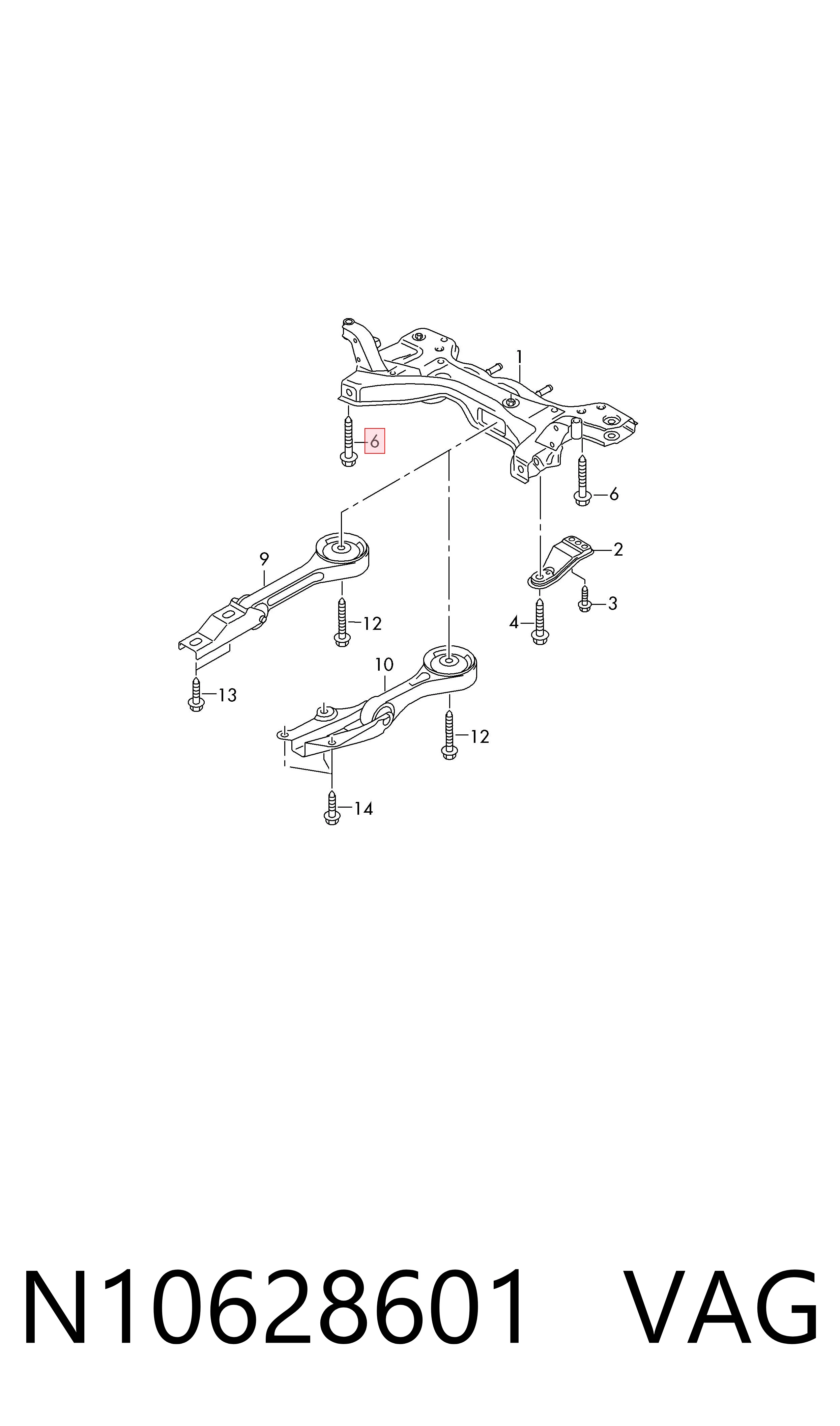 Parafuso de fixação do braço oscilante inferior traseiro, externo VAG N10628601 preço, a partir de 5,73 USD