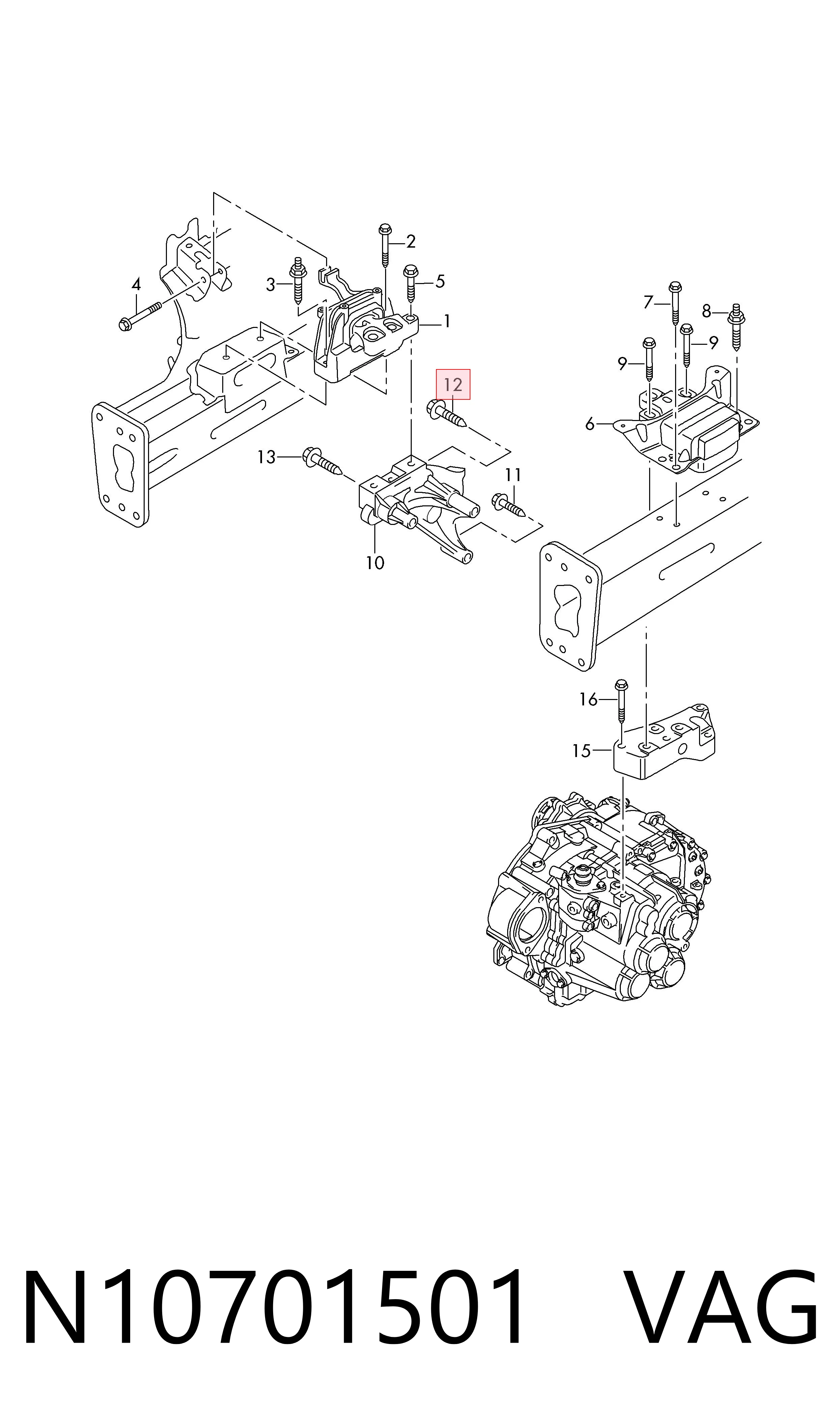 N10701501 VAG Parafuso de cabeça de motor (CBC)