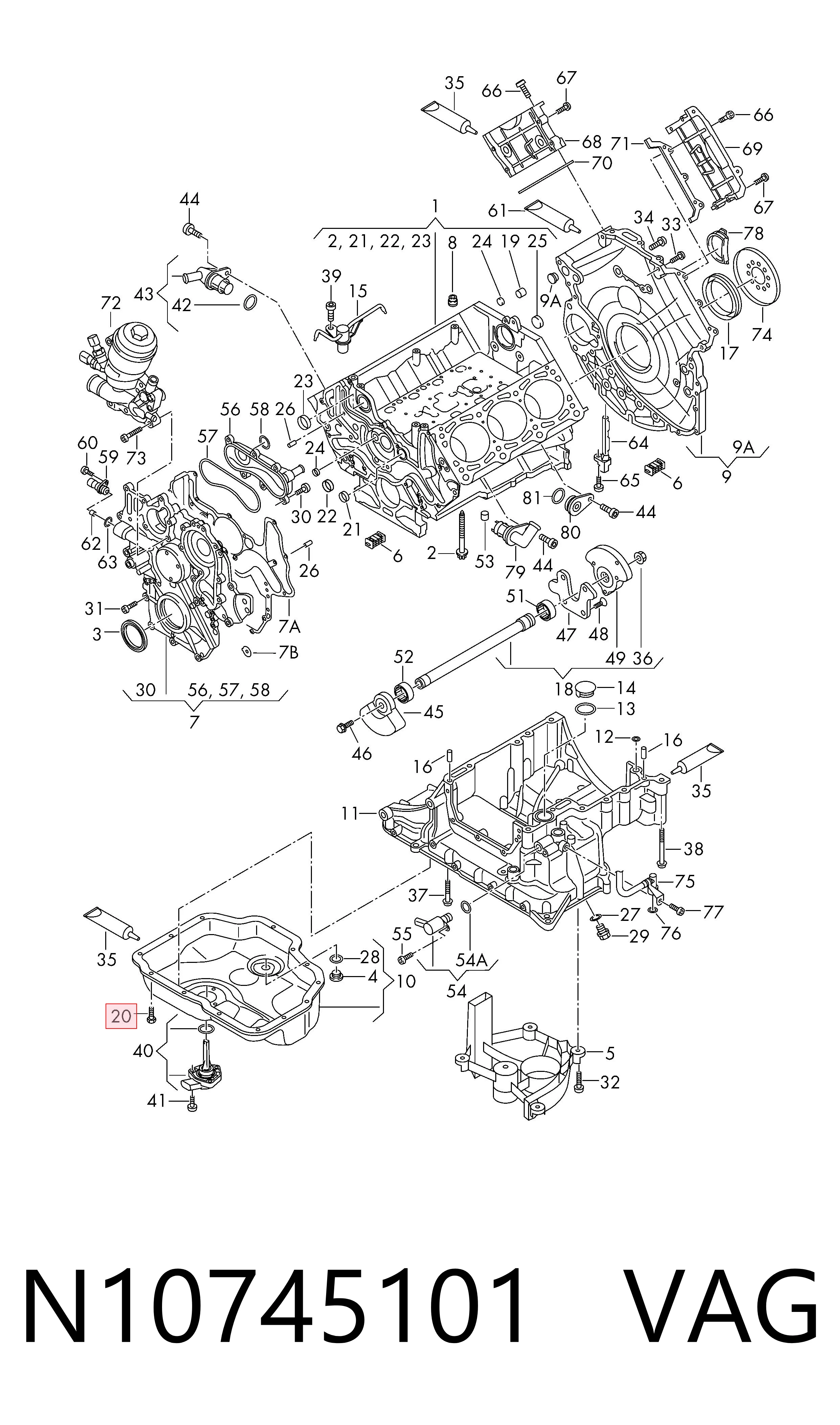 N10745101 VAG Parafuso de panela de motor