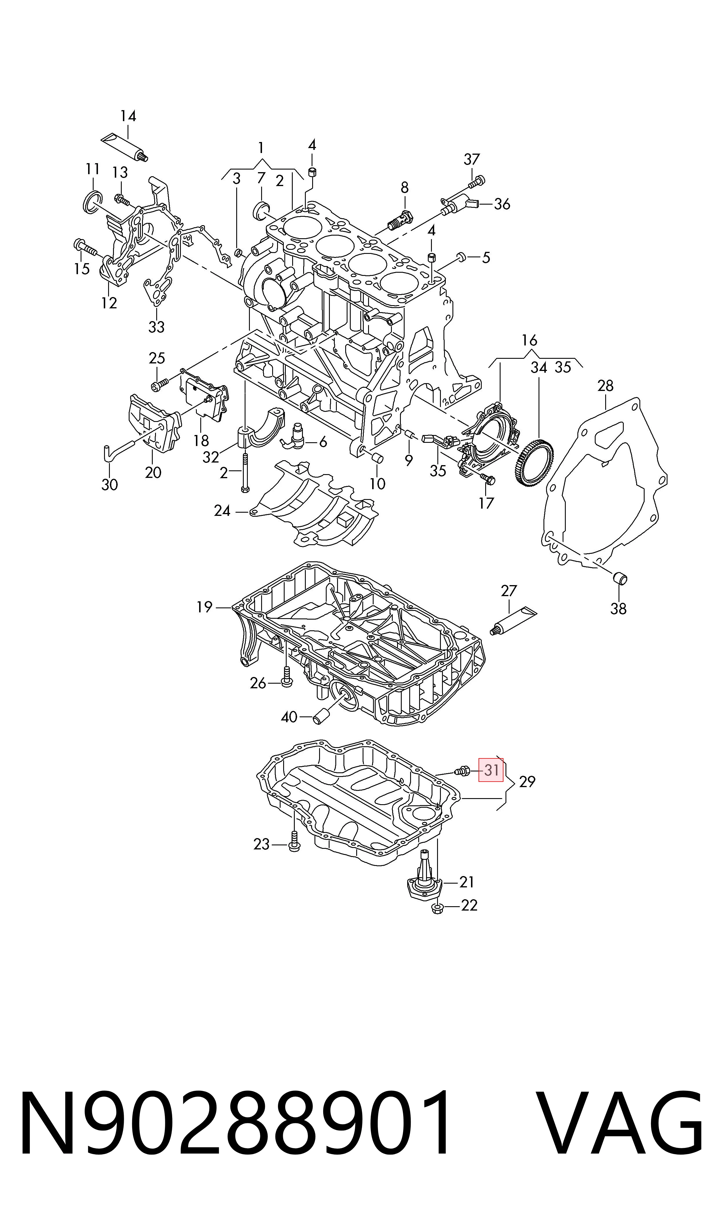 Tampão de panela de motor VAG N90288901 preço, a partir de 0,76 USD