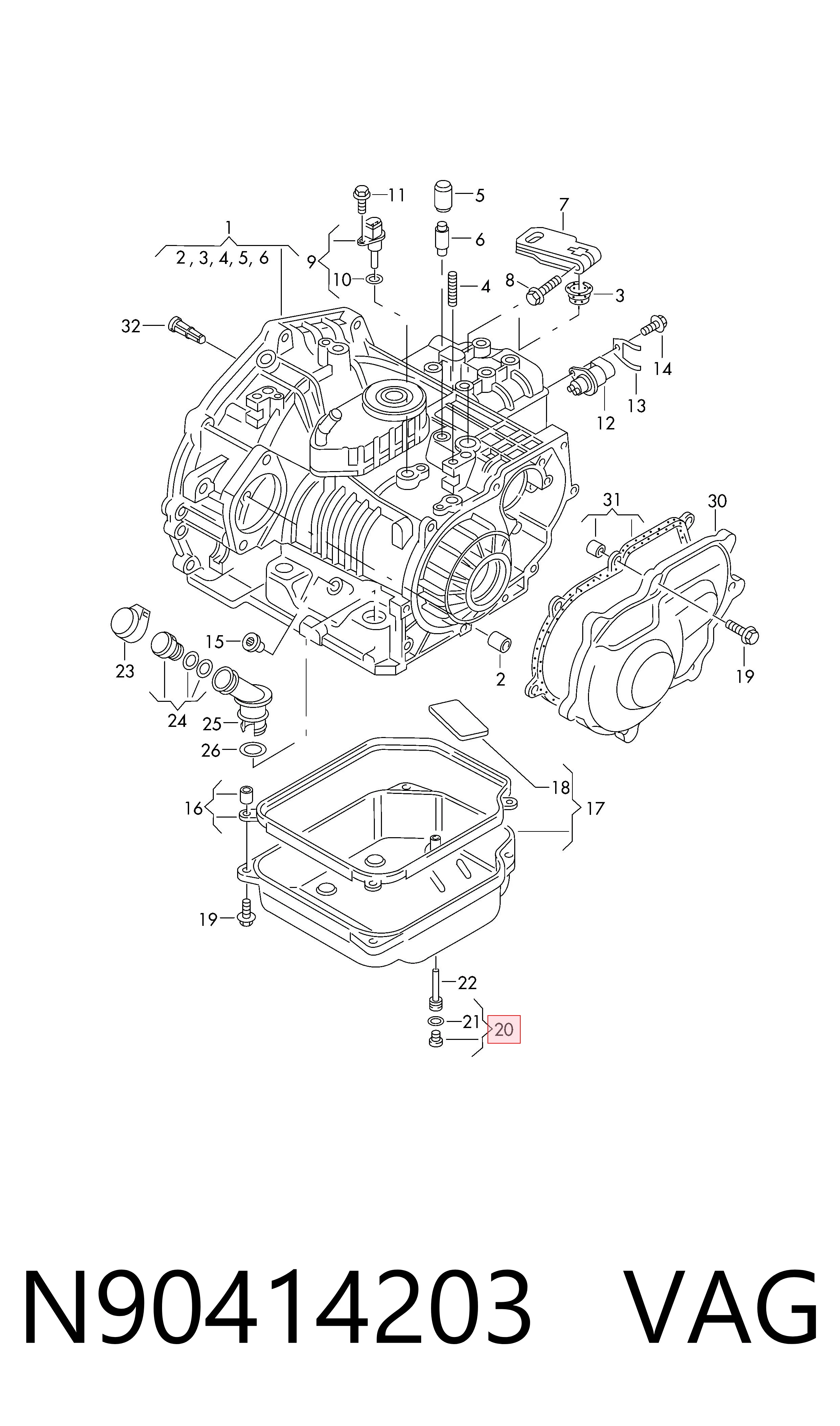 N90414203 VAG Tampão de panela da Caixa Automática de Mudança