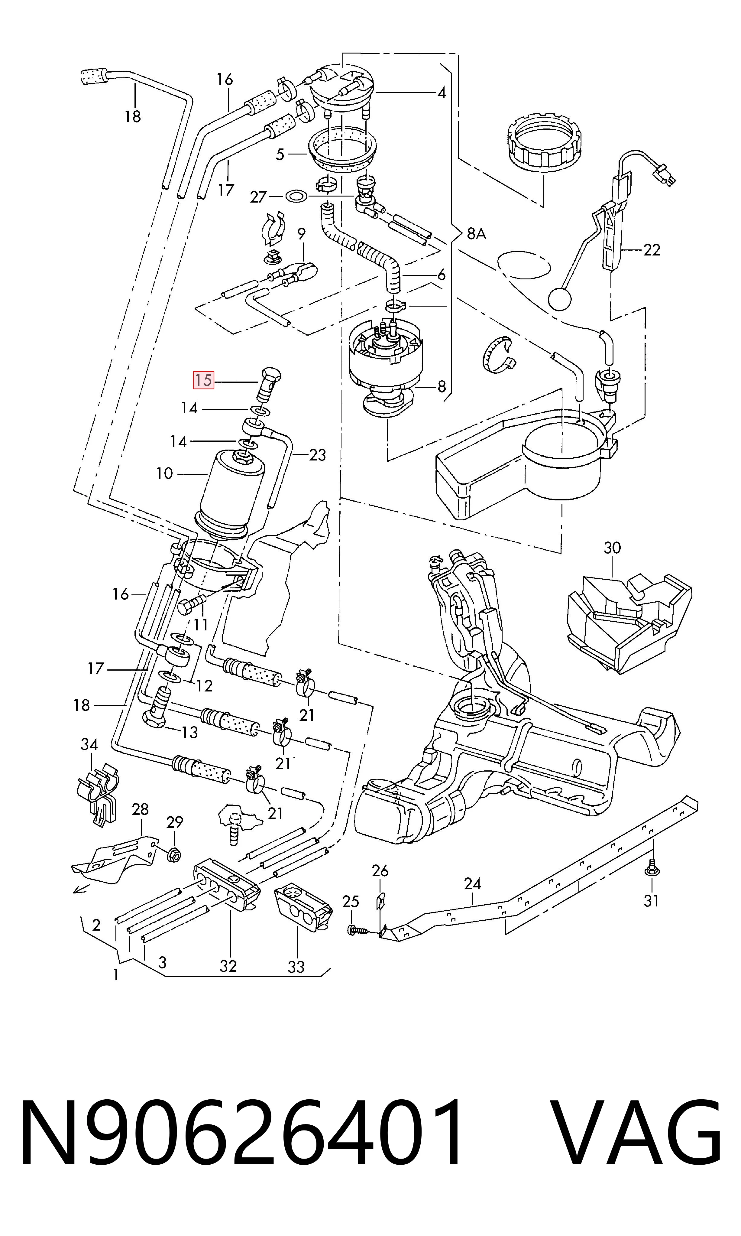N90626401 VAG Parafuso de tubo de turbina de fornecimento de óleo
