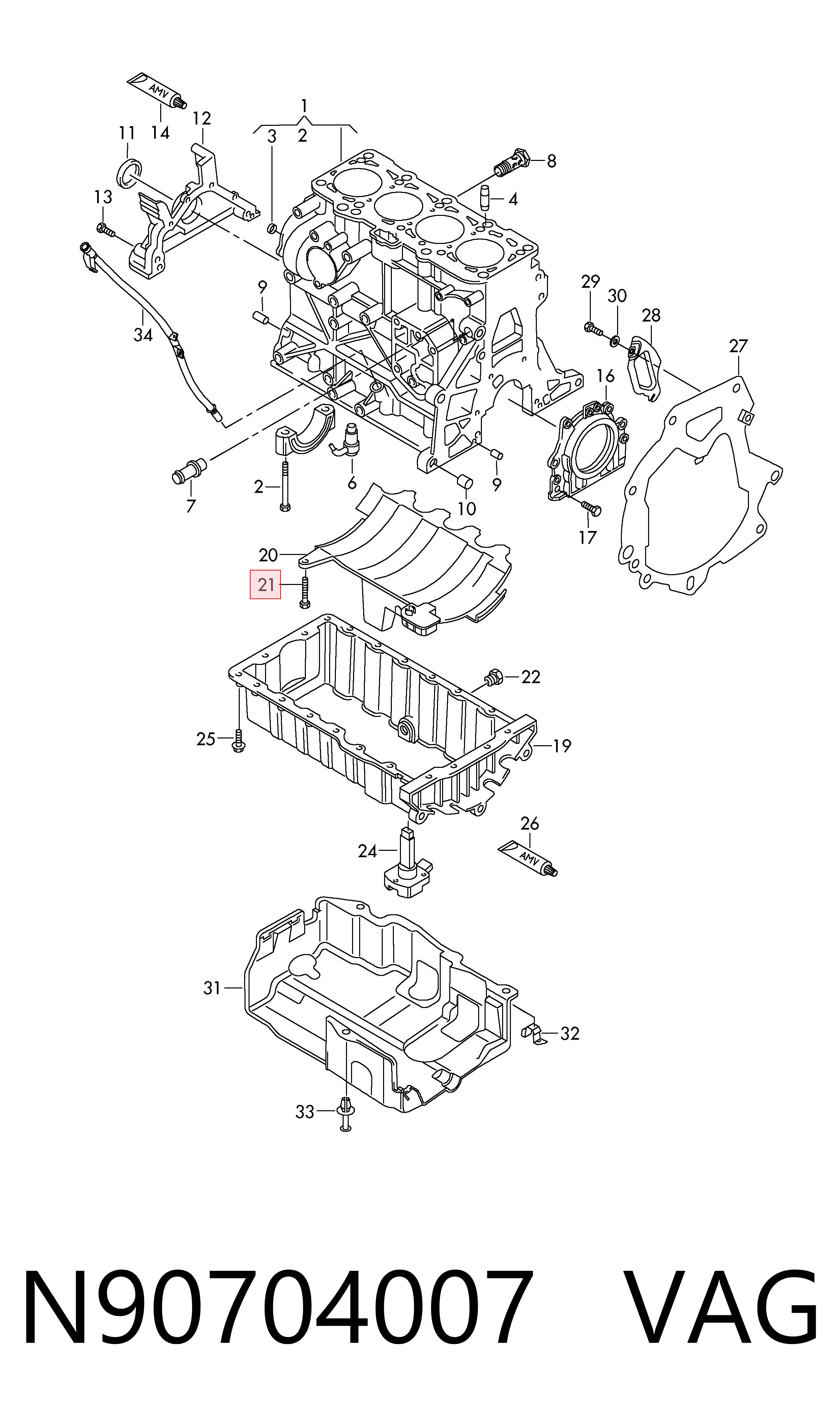 Parafuso de panela de motor VAG N90704007 preço, a partir de 2,59 USD