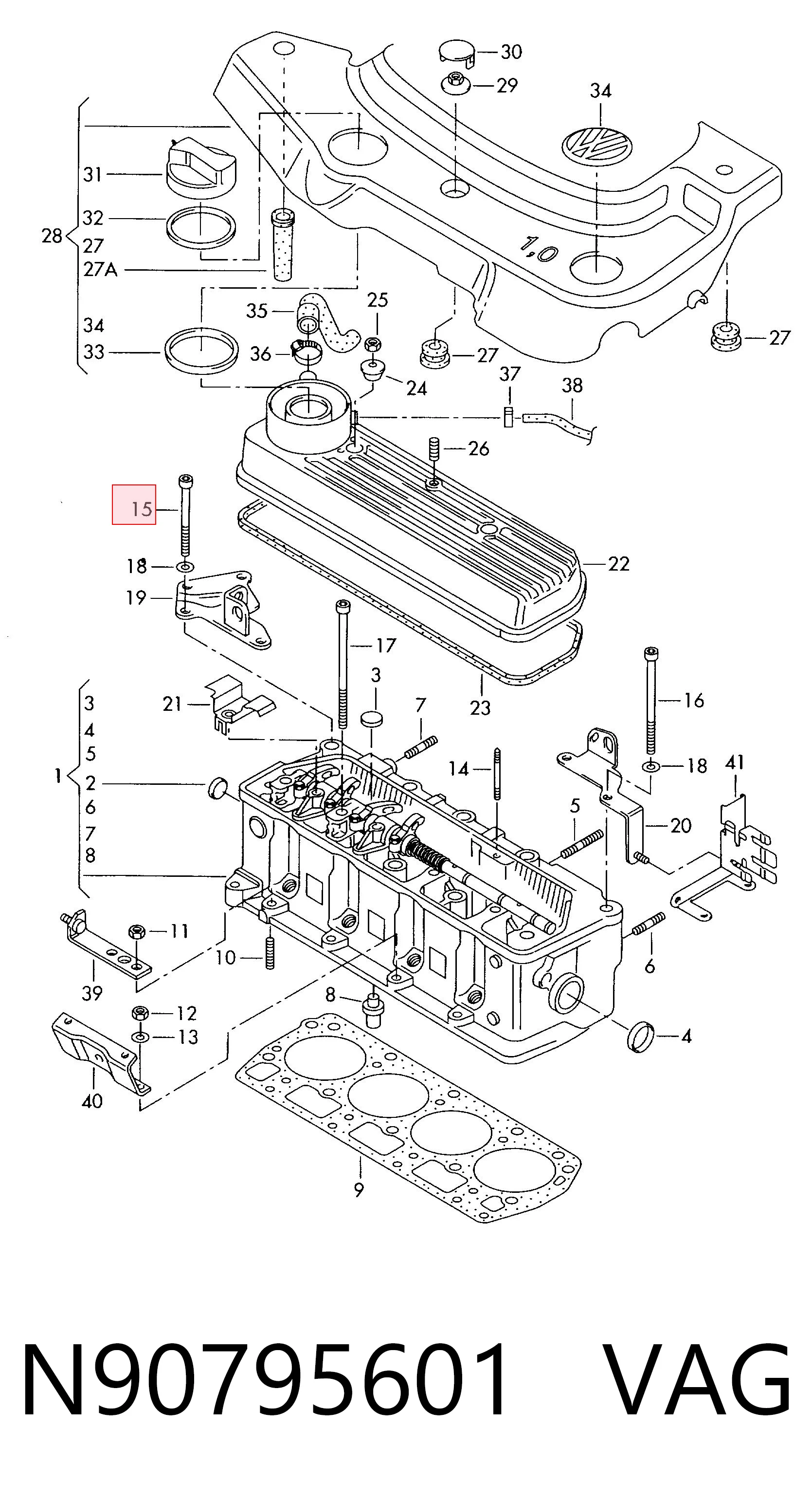 N90795601 VAG Parafuso de cabeça de motor (CBC)