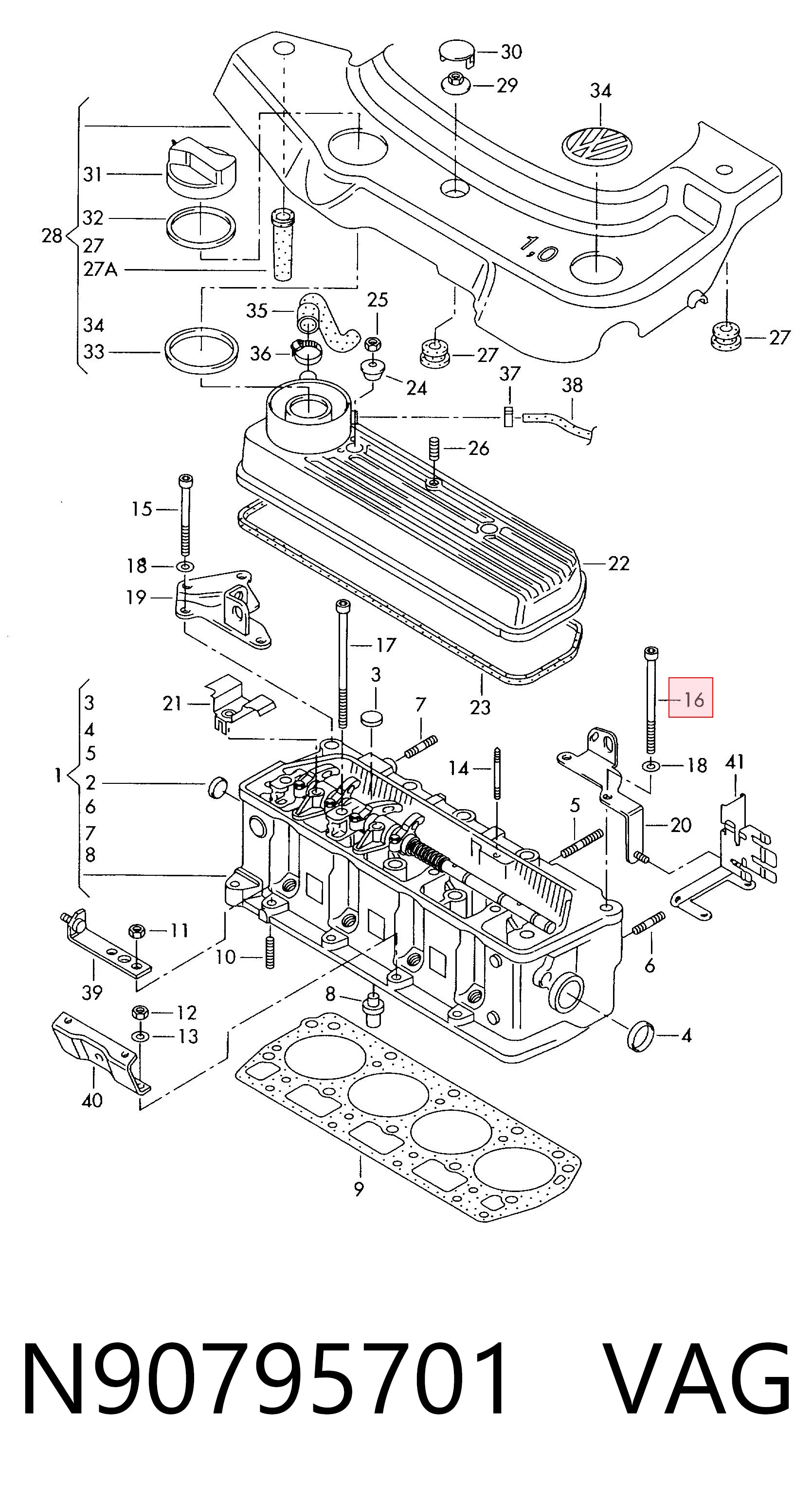 N90795701 VAG Parafuso de cabeça de motor (CBC)