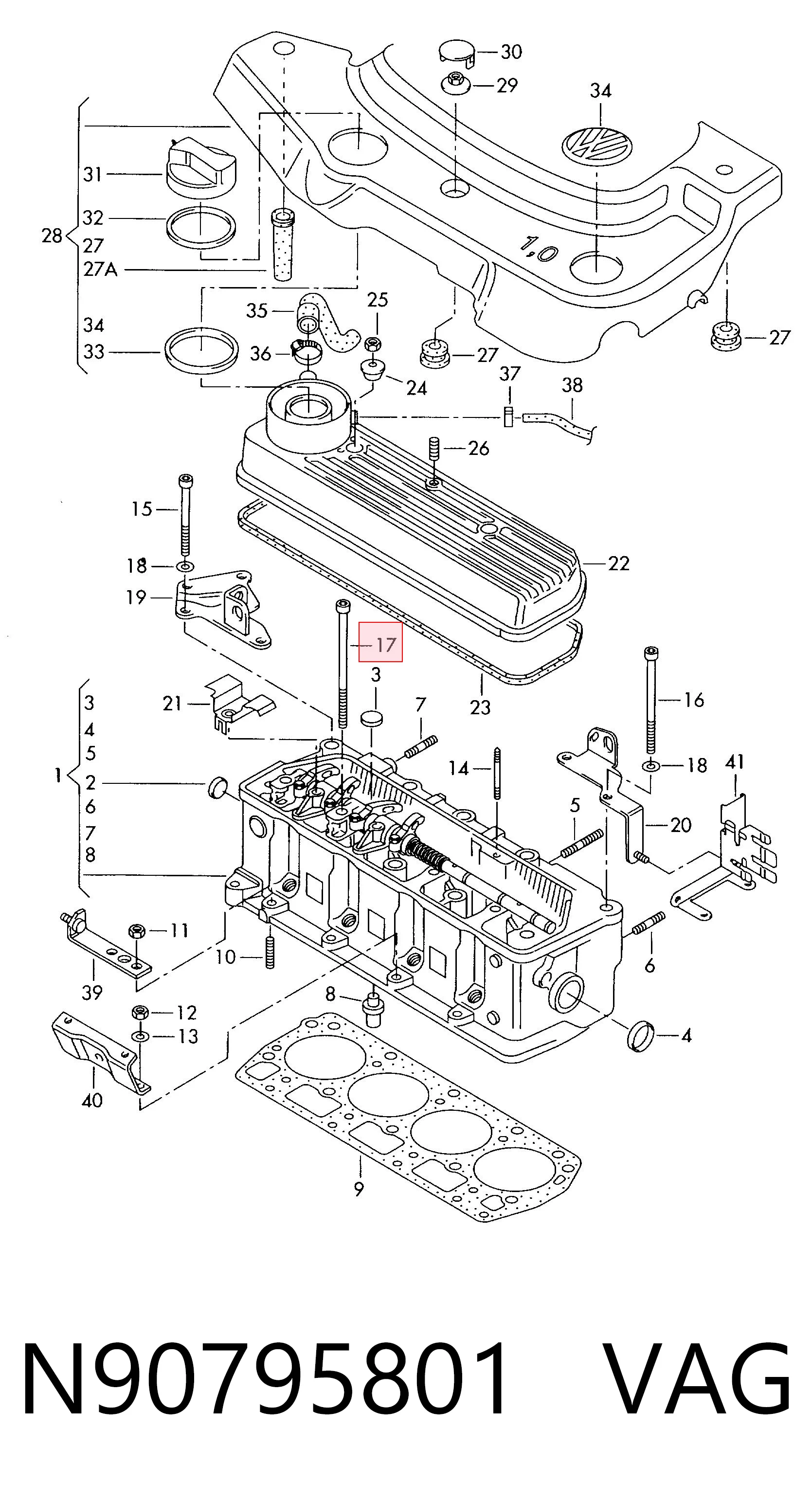 N90795801 VAG Parafuso de cabeça de motor (CBC)