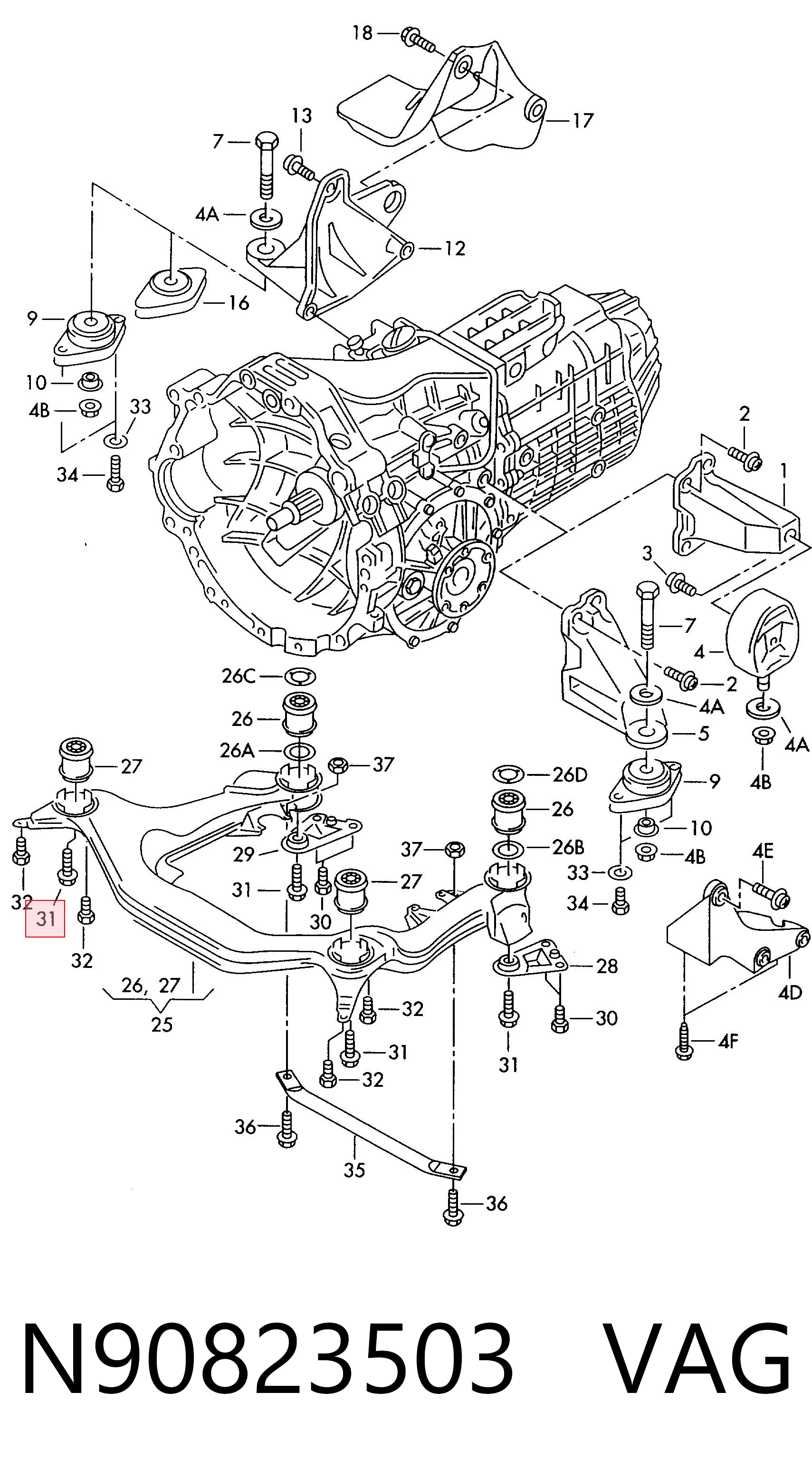 N90823503 VAG Parafuso