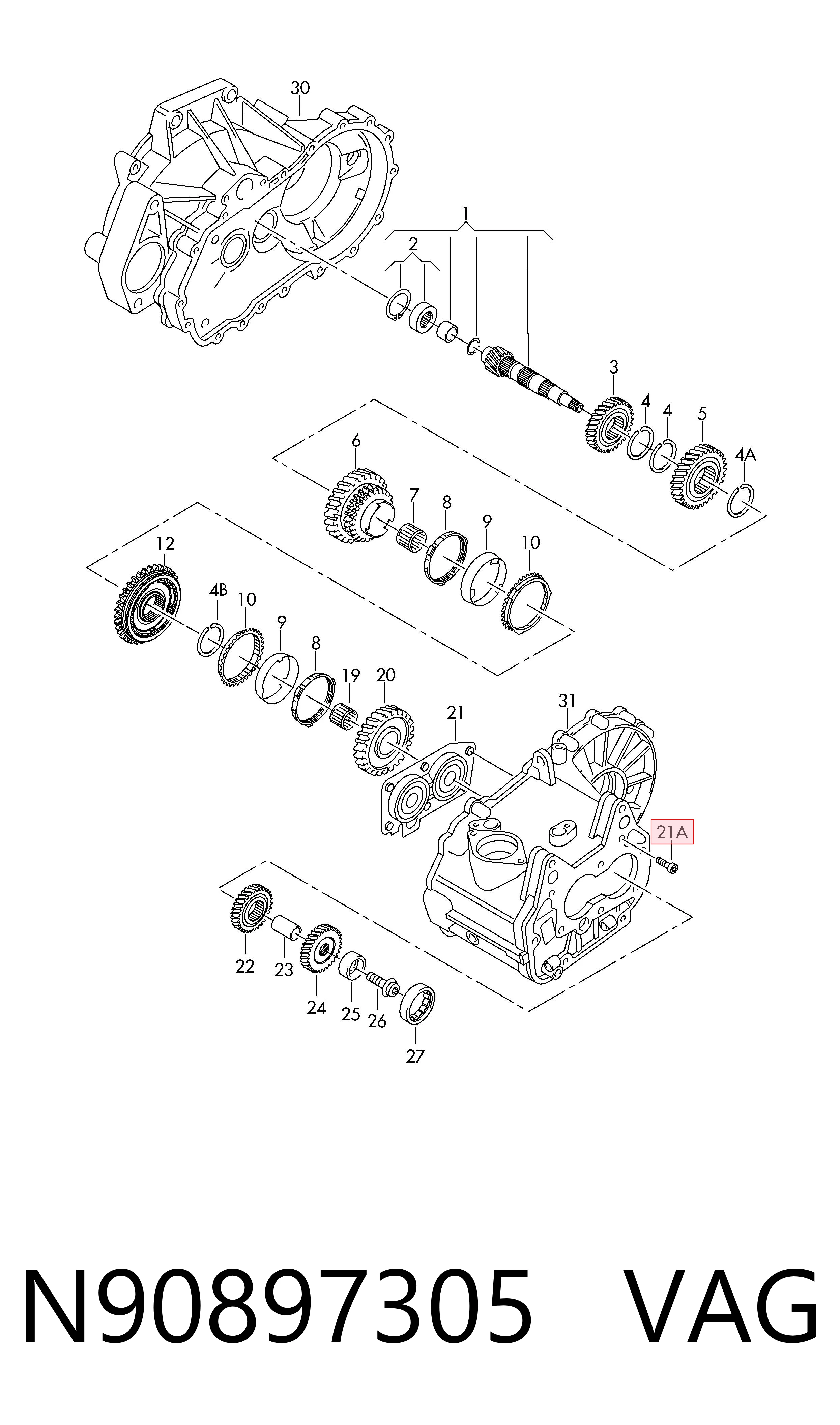 N90897305 VAG Parafuso de cabeça de motor (CBC)