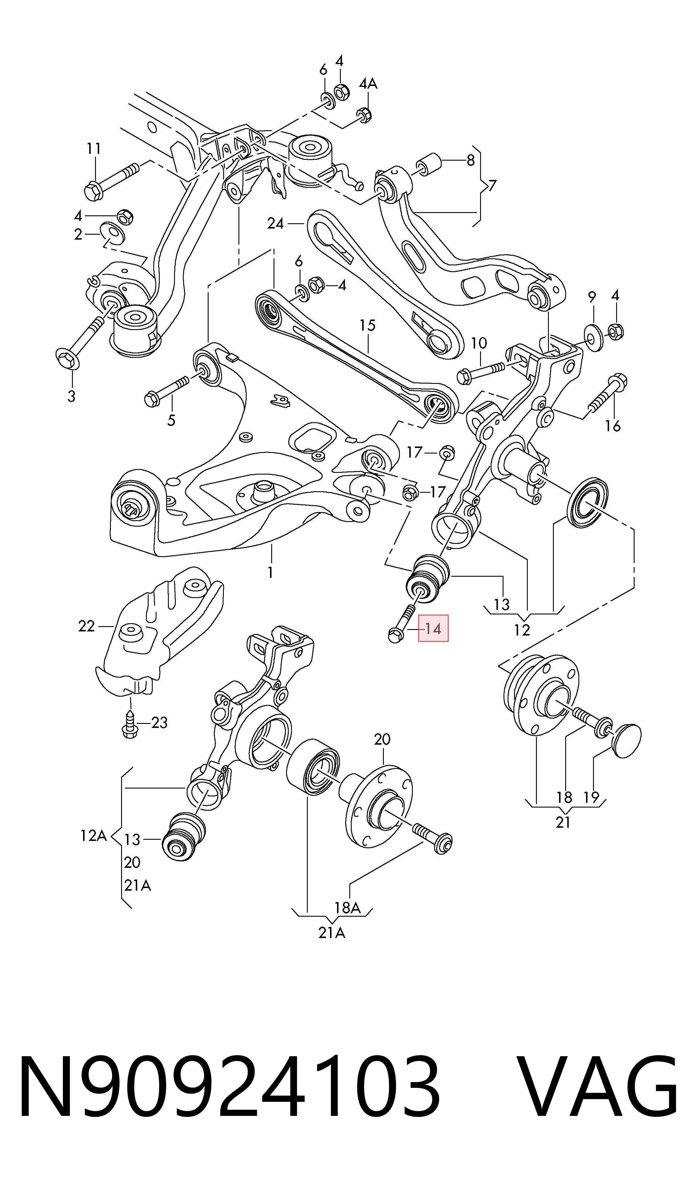 Parafuso de fixação de braço oscilante dianteiro VAG N90924103 preço, a partir de 11,79 USD