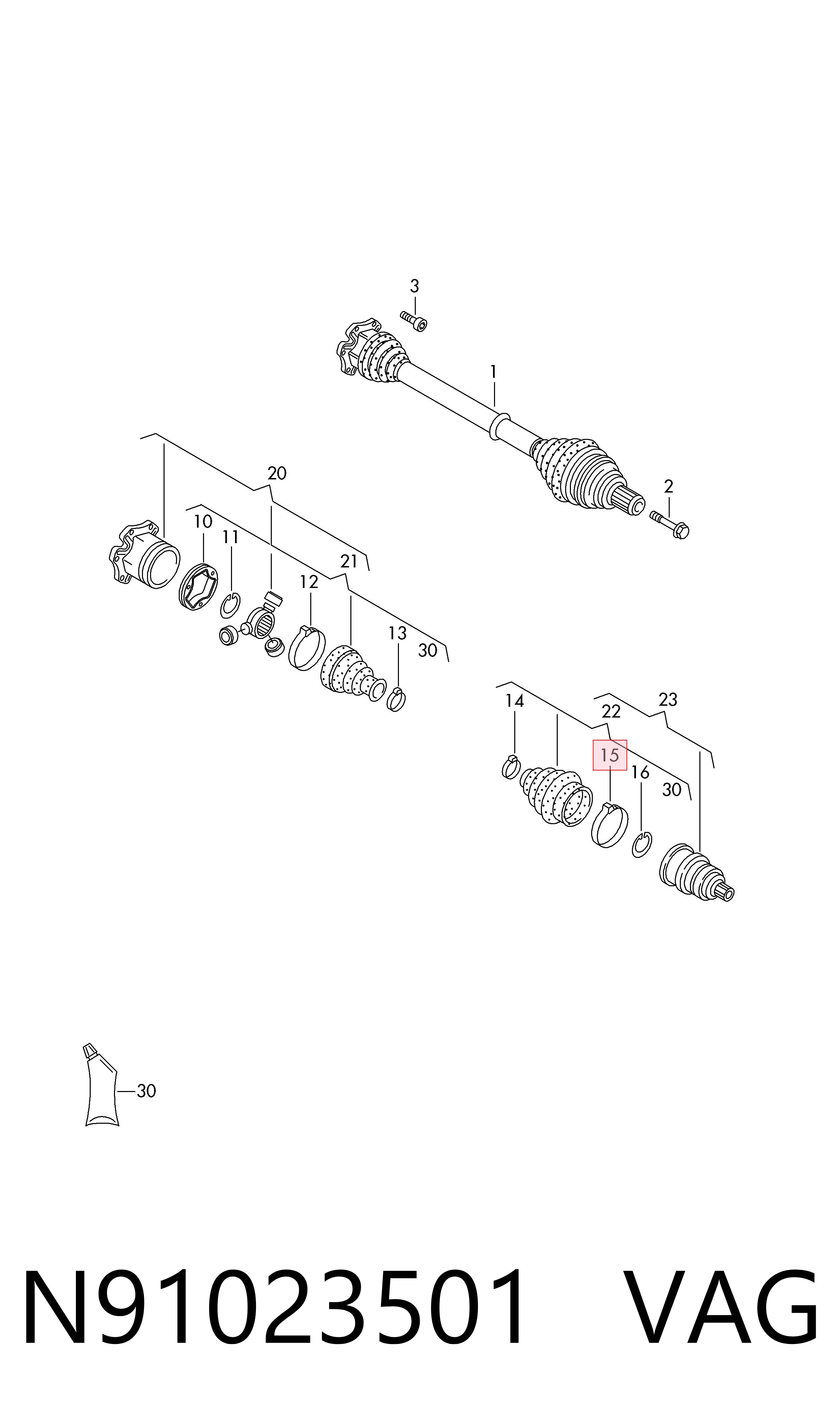N91023501 VAG Braçadeira da bota de proteção de junta homocinética, universal