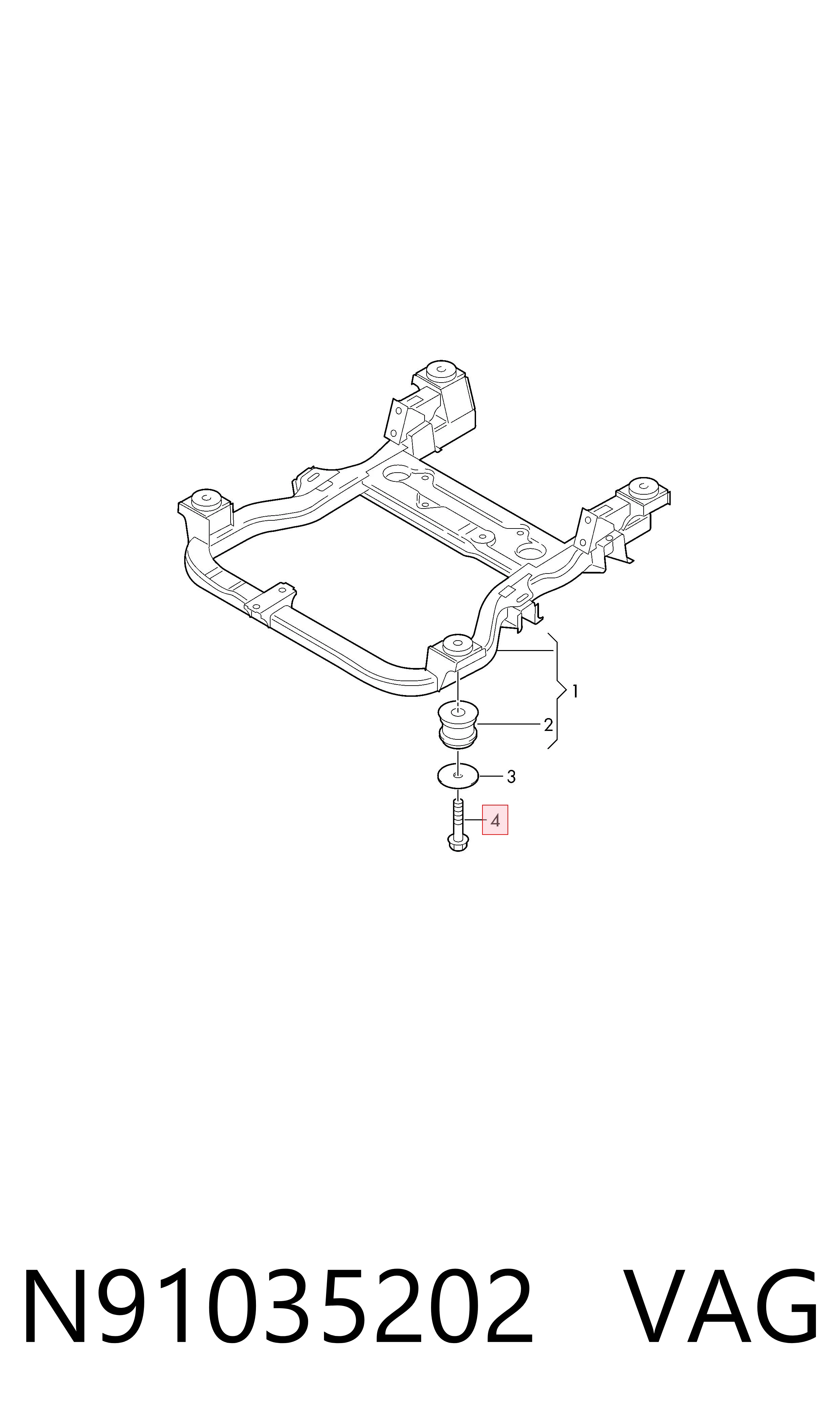 N91035202 VAG Parafuso do coxim de chassi de carroçaria