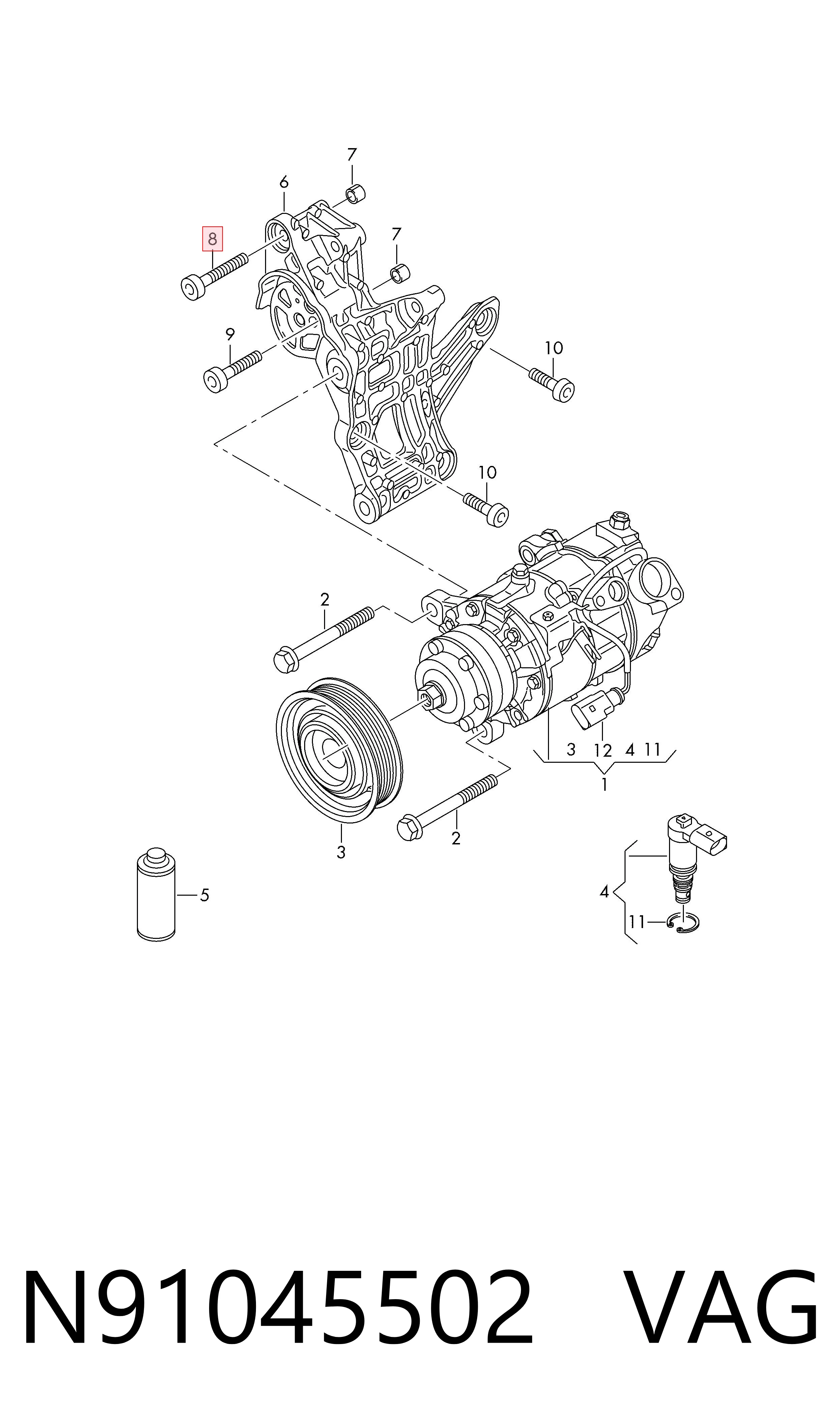 N91045502 VAG Parafuso de cabeça de motor (CBC)