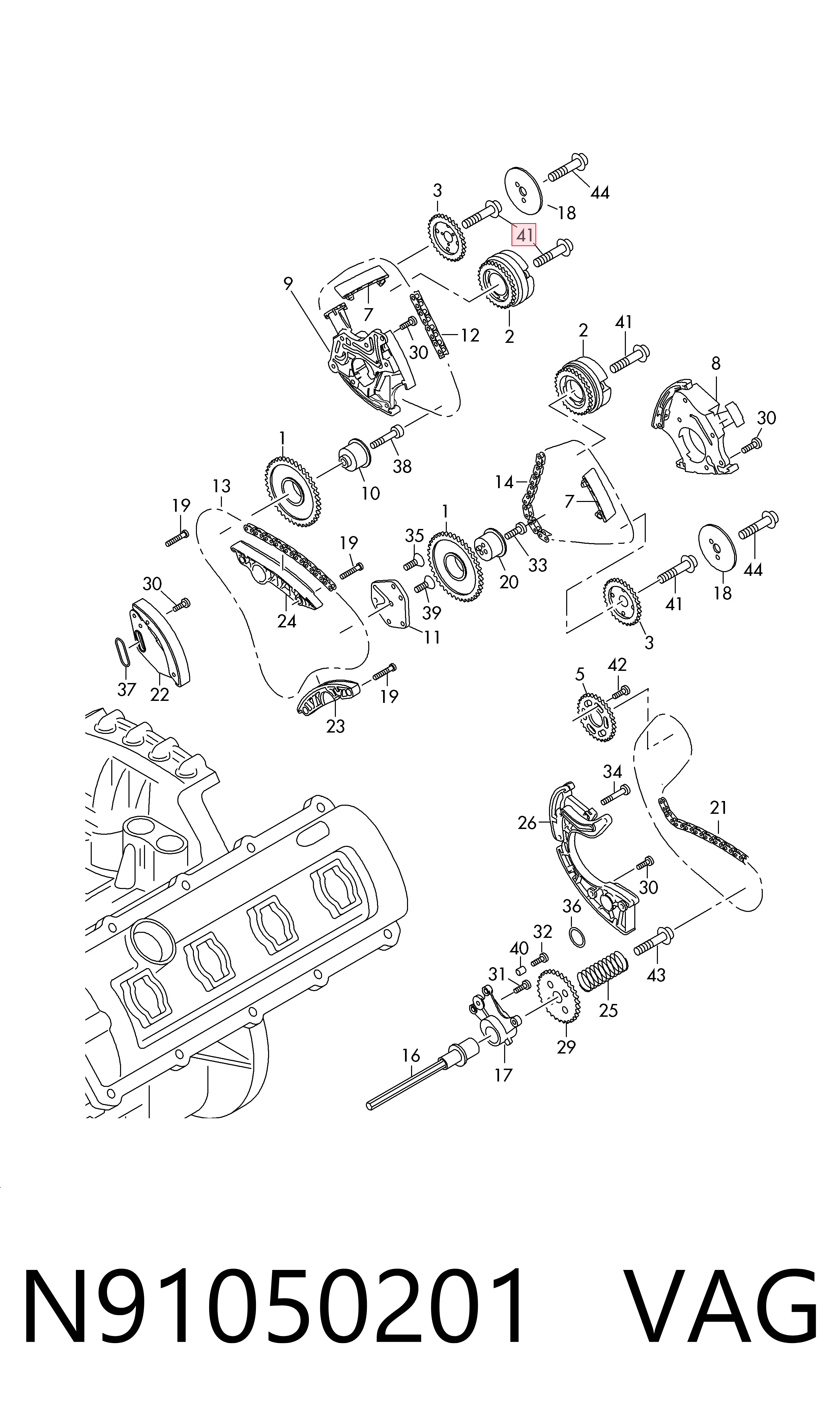 N91050201 VAG Parafuso de cabeça de motor (CBC)