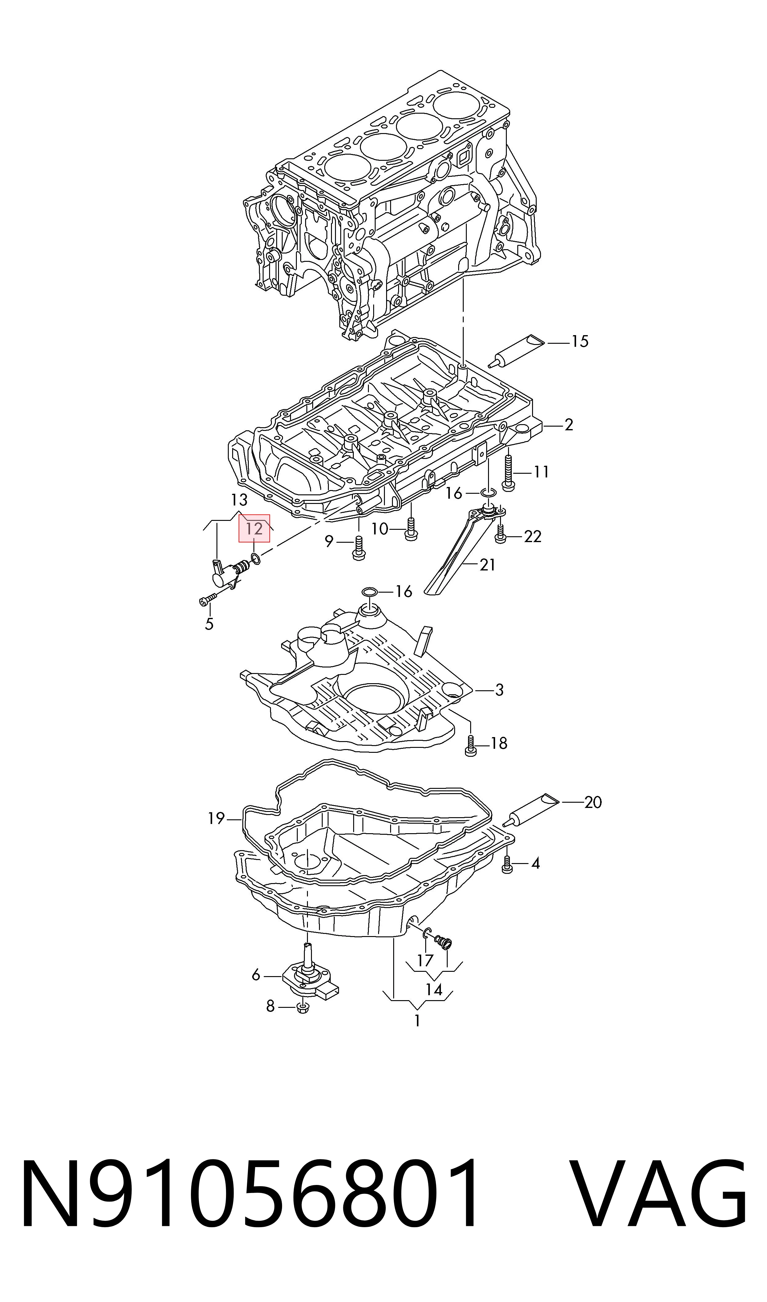 N91056801 VAG Anel de vedação da guia de sonda do nível de óleo de motor