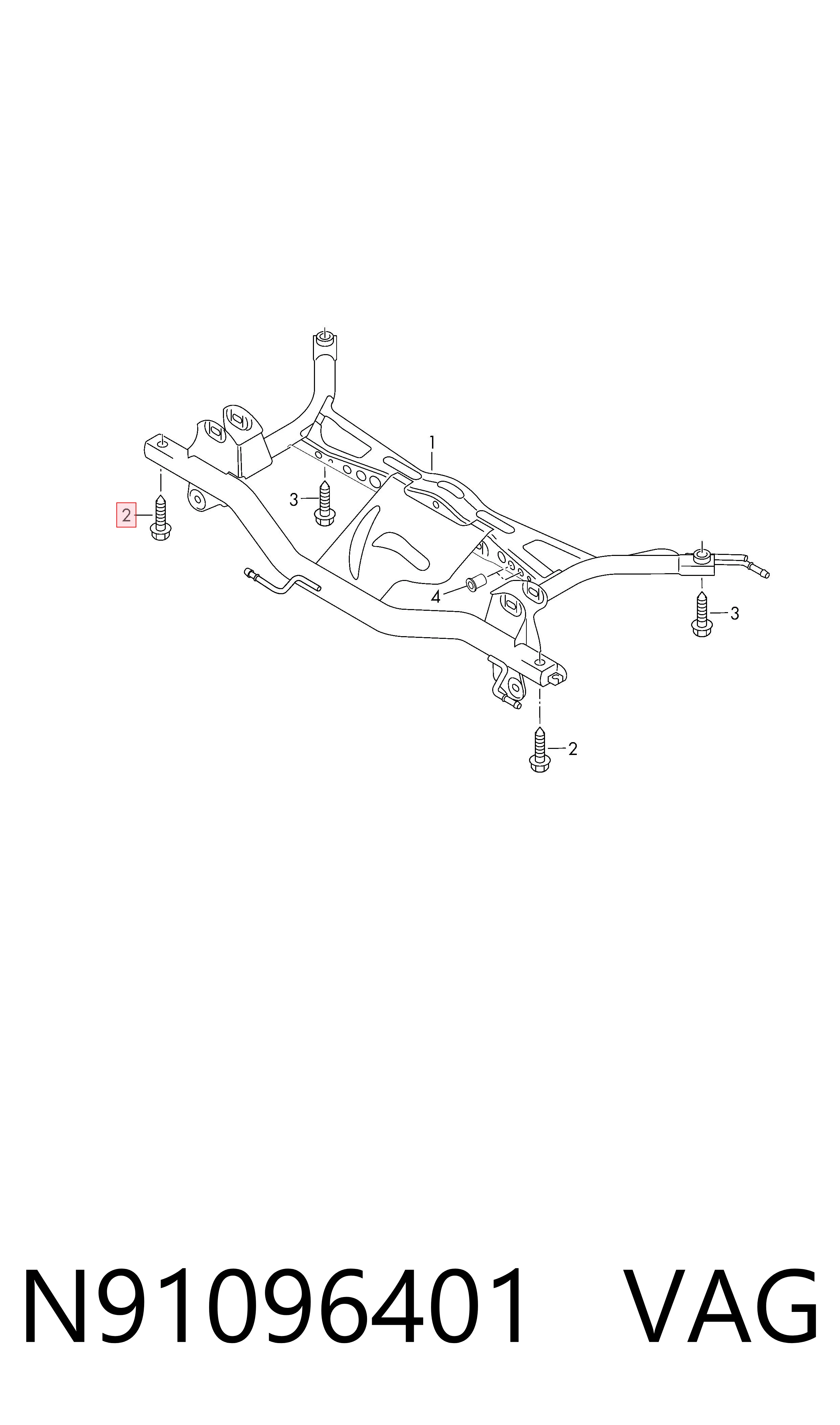 N91096401 VAG Parafuso de fixação de viga traseira (de plataforma veicular)