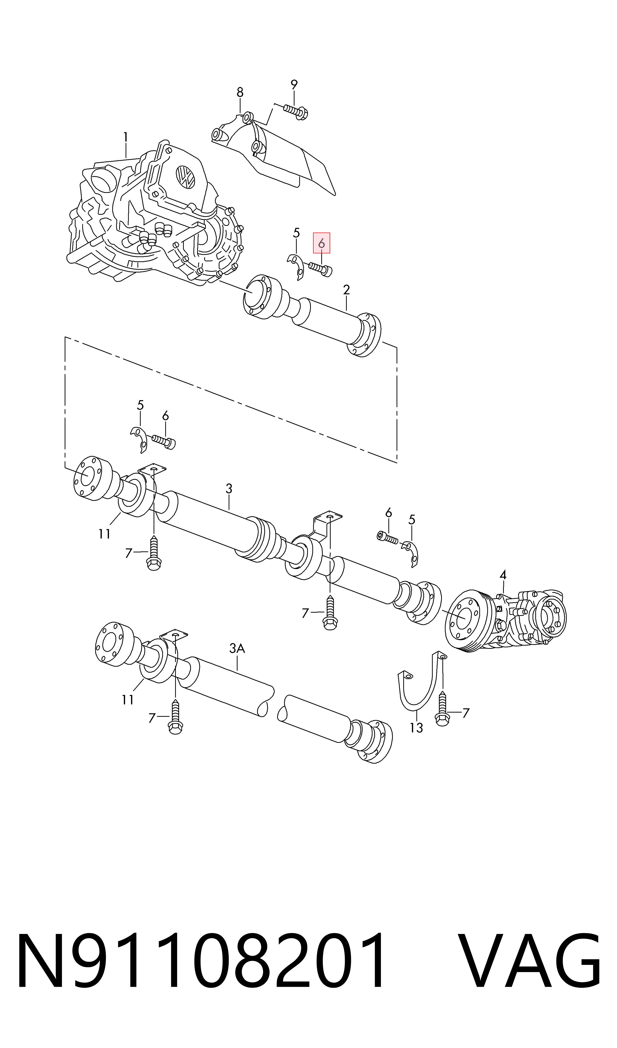 Parafuso (porca) de fixação VAG N91108201 preço, a partir de 1,36 USD