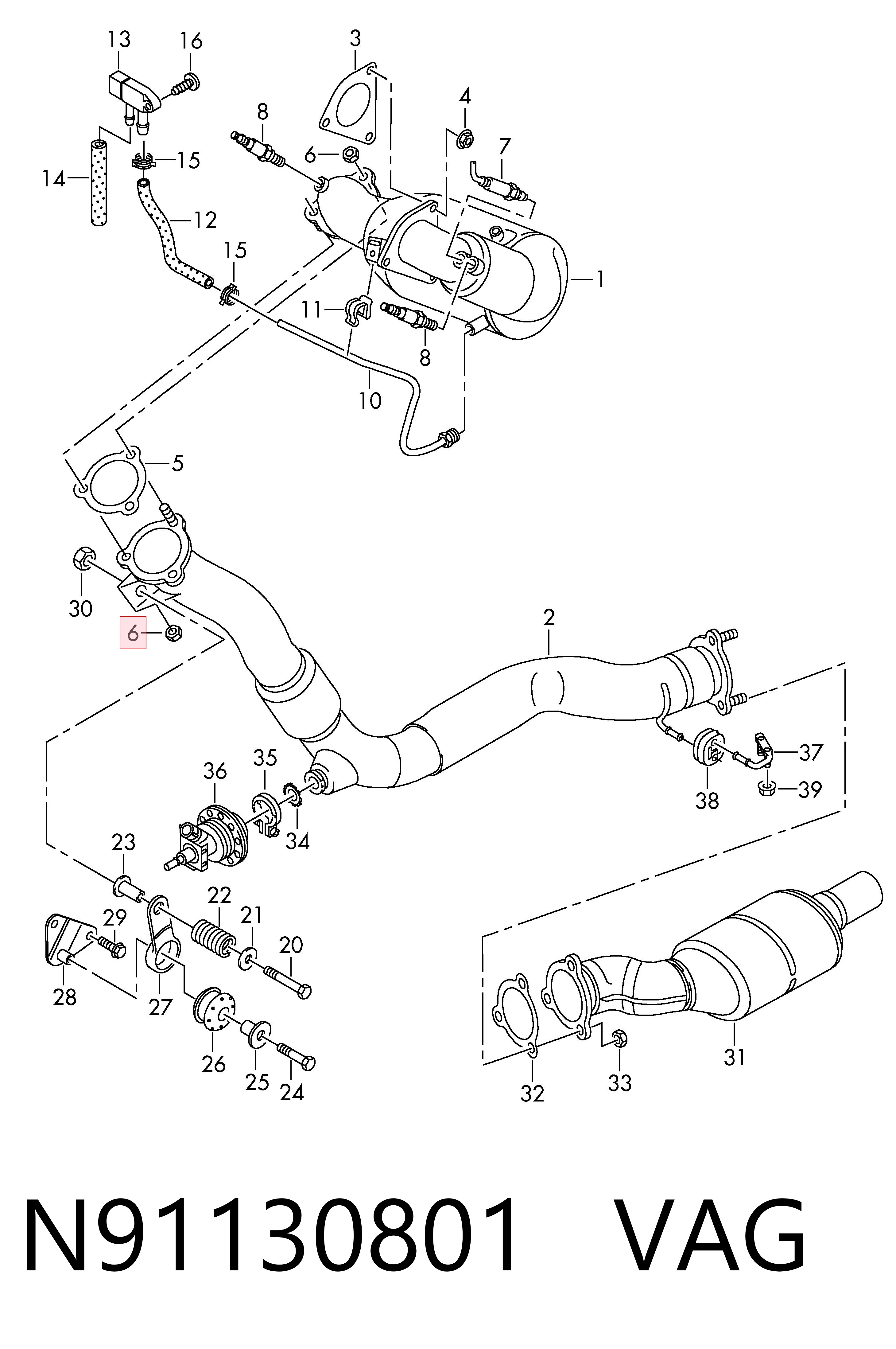 Porca de tubo coletor de escape VAG N91130801 preço, a partir de 2,23 USD