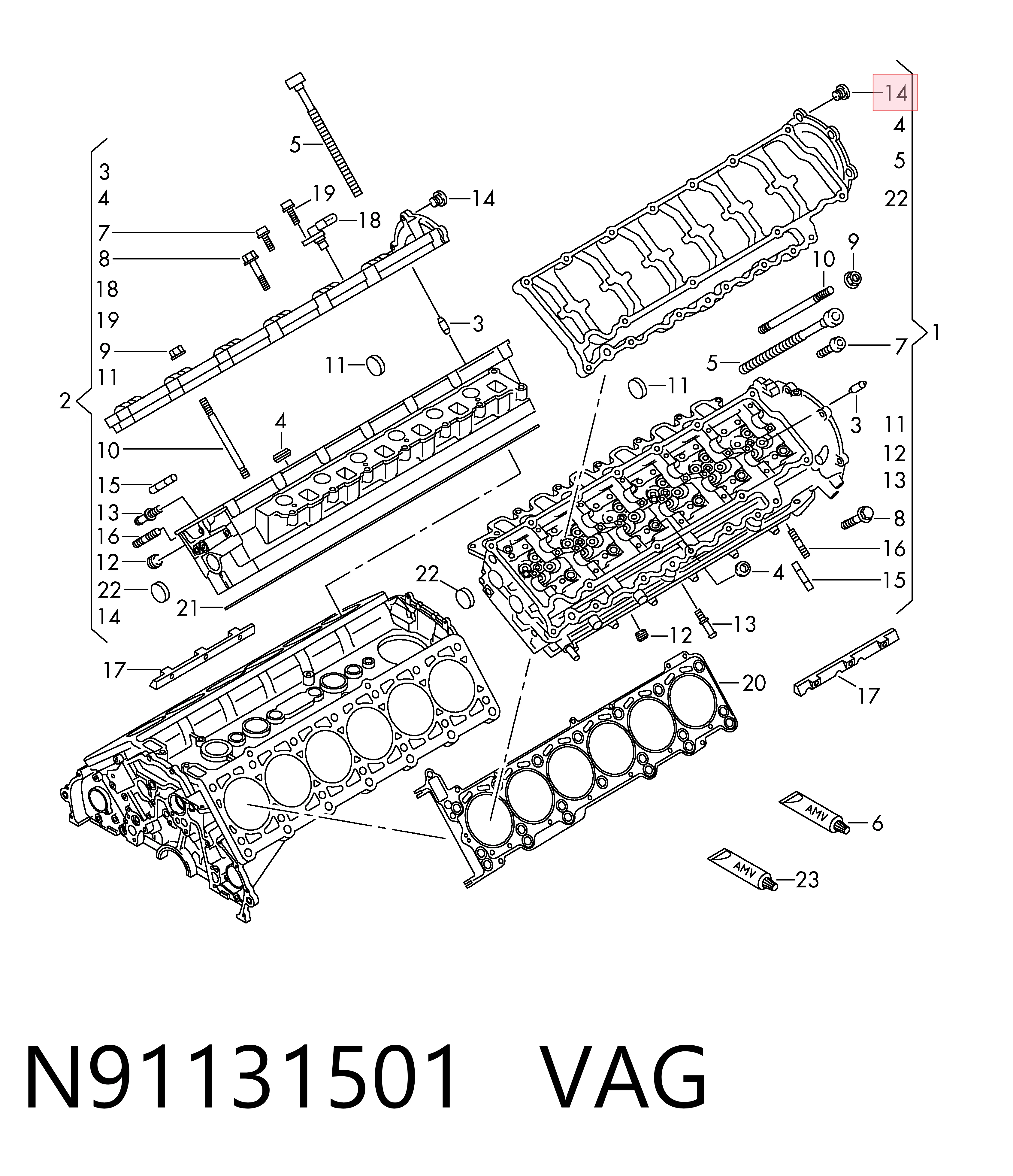 N91131501 VAG Válvula EGR de recirculação dos gases
