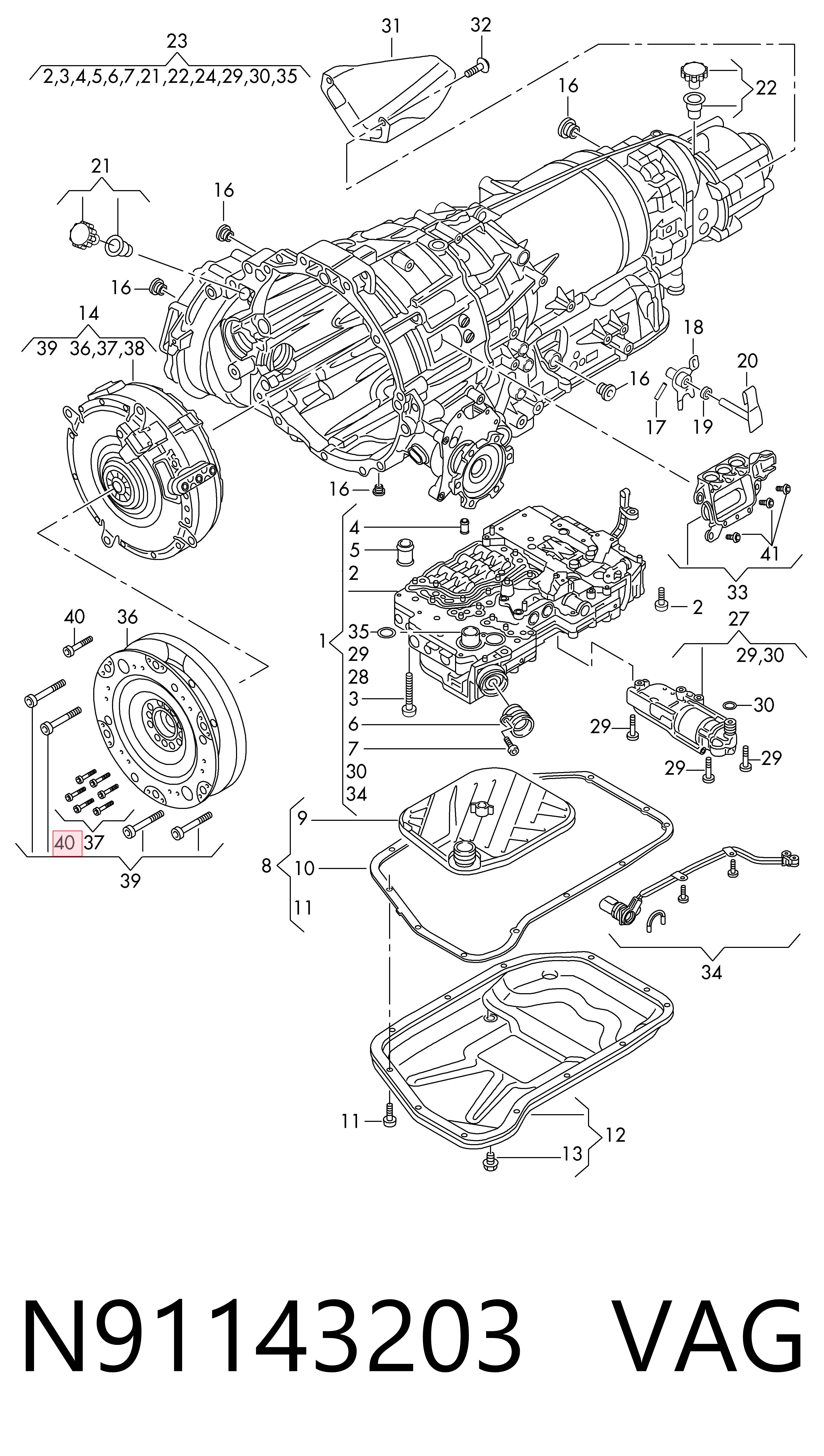 N91143203 VAG Parafuso de fixação de volante