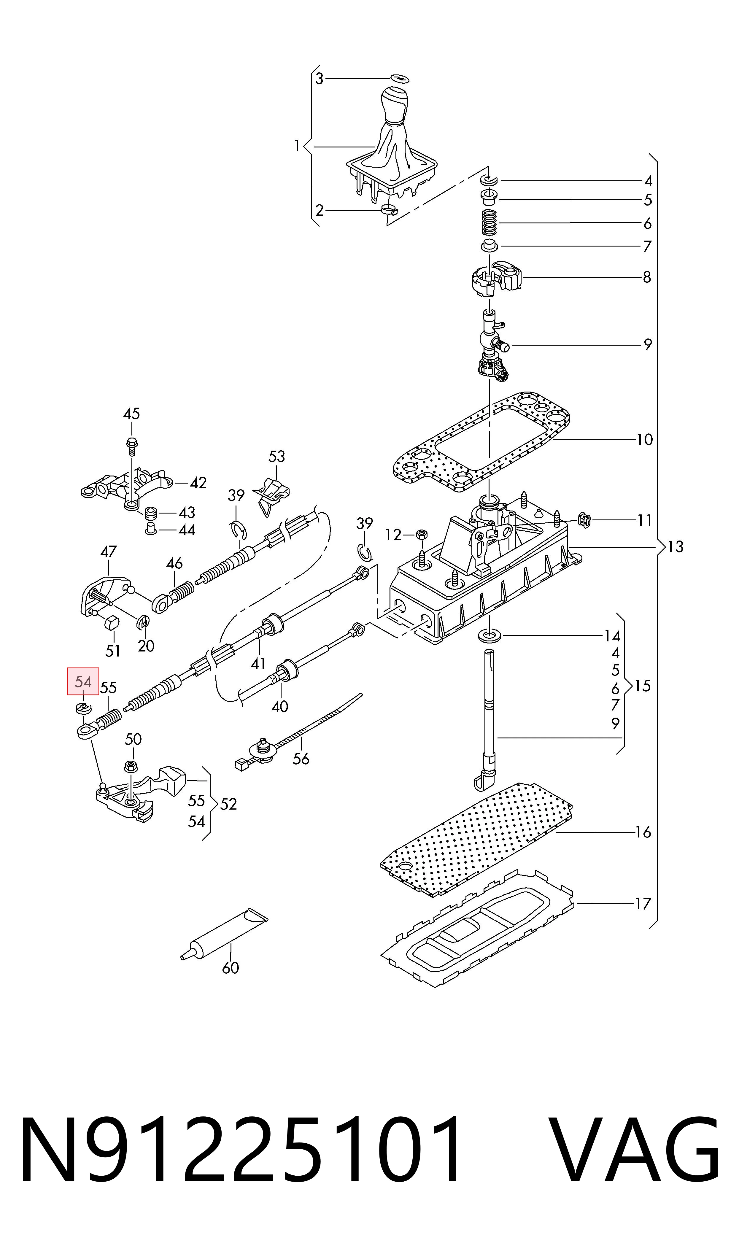  Cabo de mudança duplo Volkswagen Golf VIII carrinha (CG5, DB5) (2020 - 2026) VIII