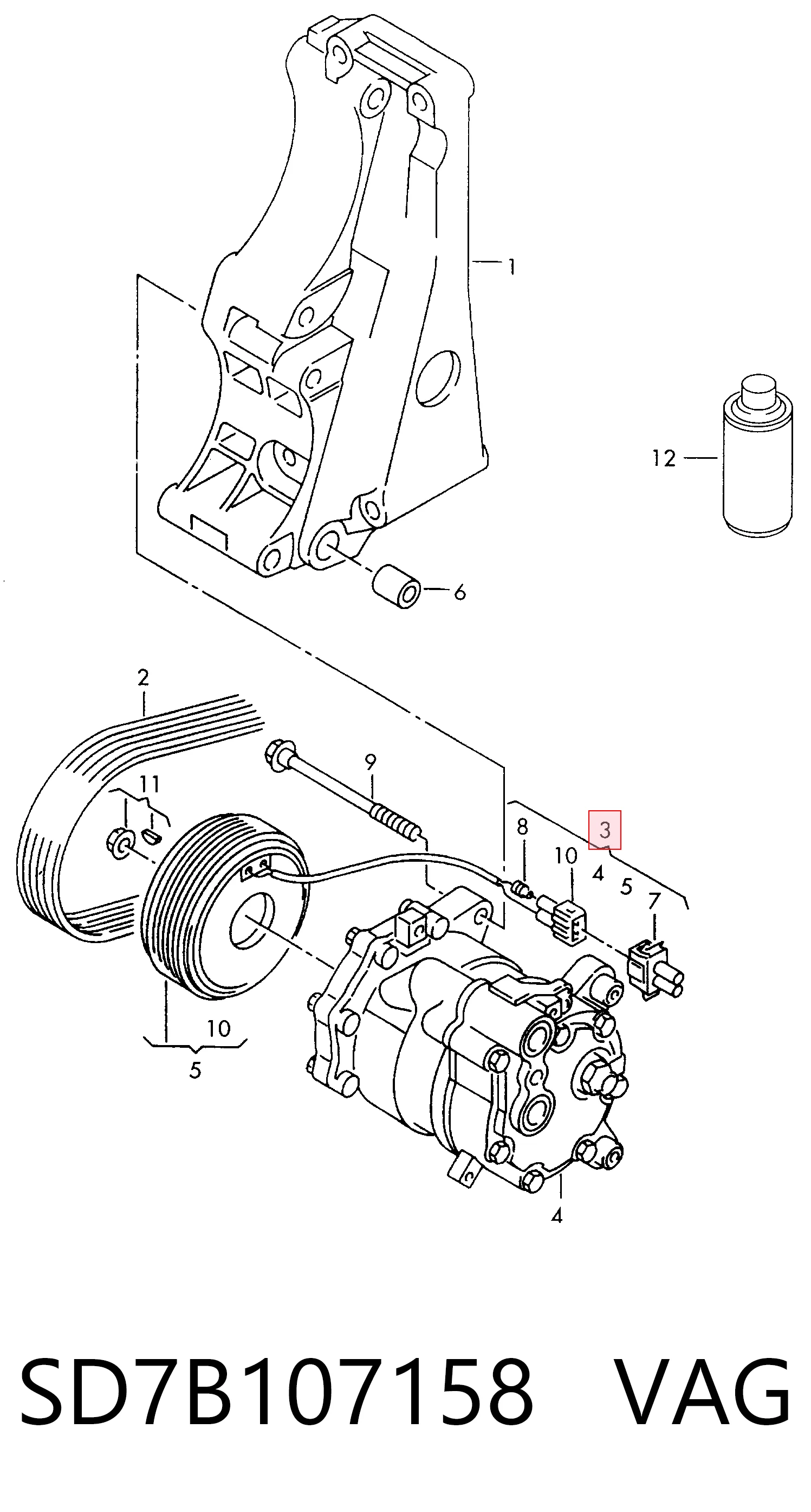  Compressor de aparelho de ar condicionado Skoda Felicia I hatchback (791, 6U1) (1994 - 1997) I