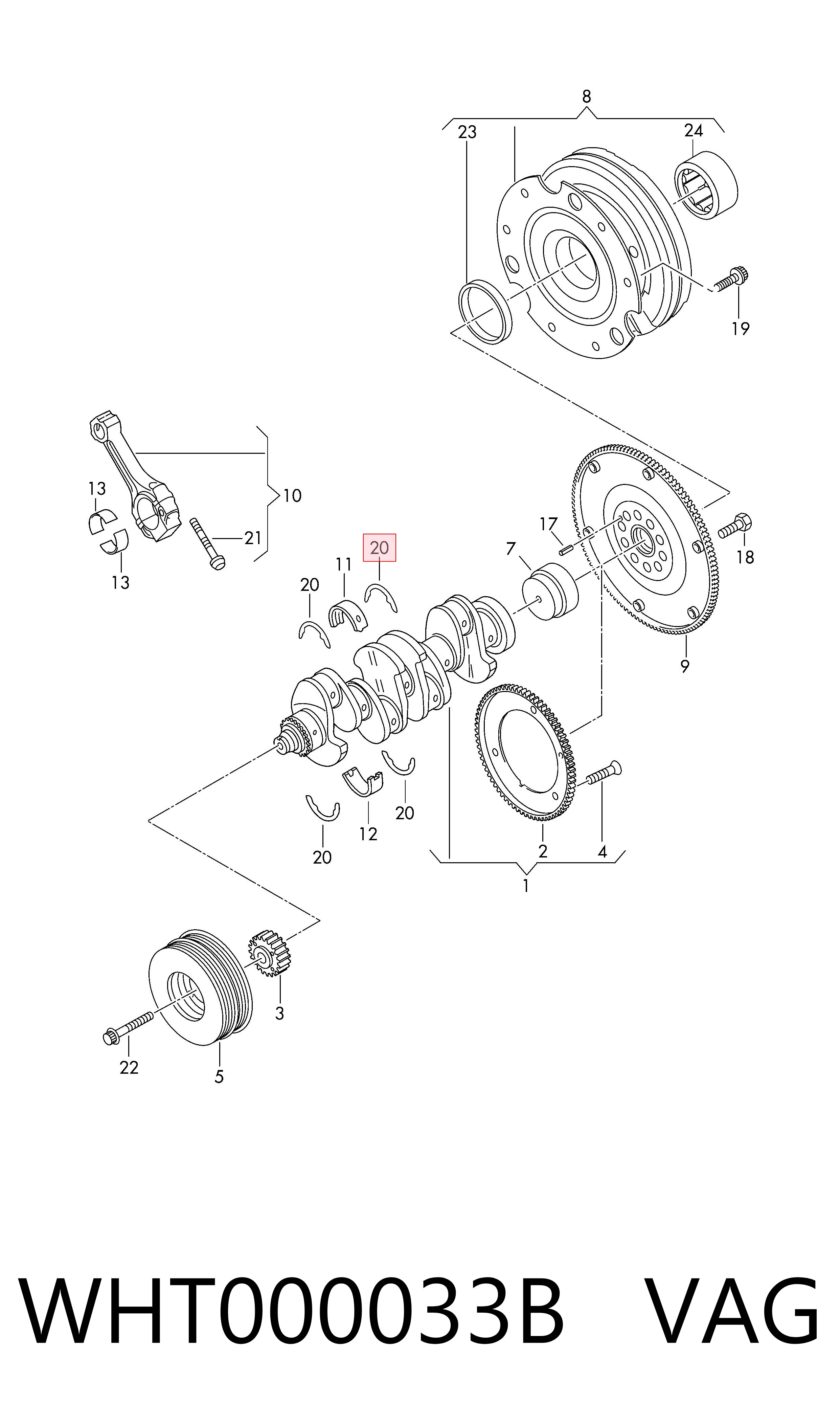 WHT000033B VAG Semianel de suporte (de carreira) de cambota, STD, kit