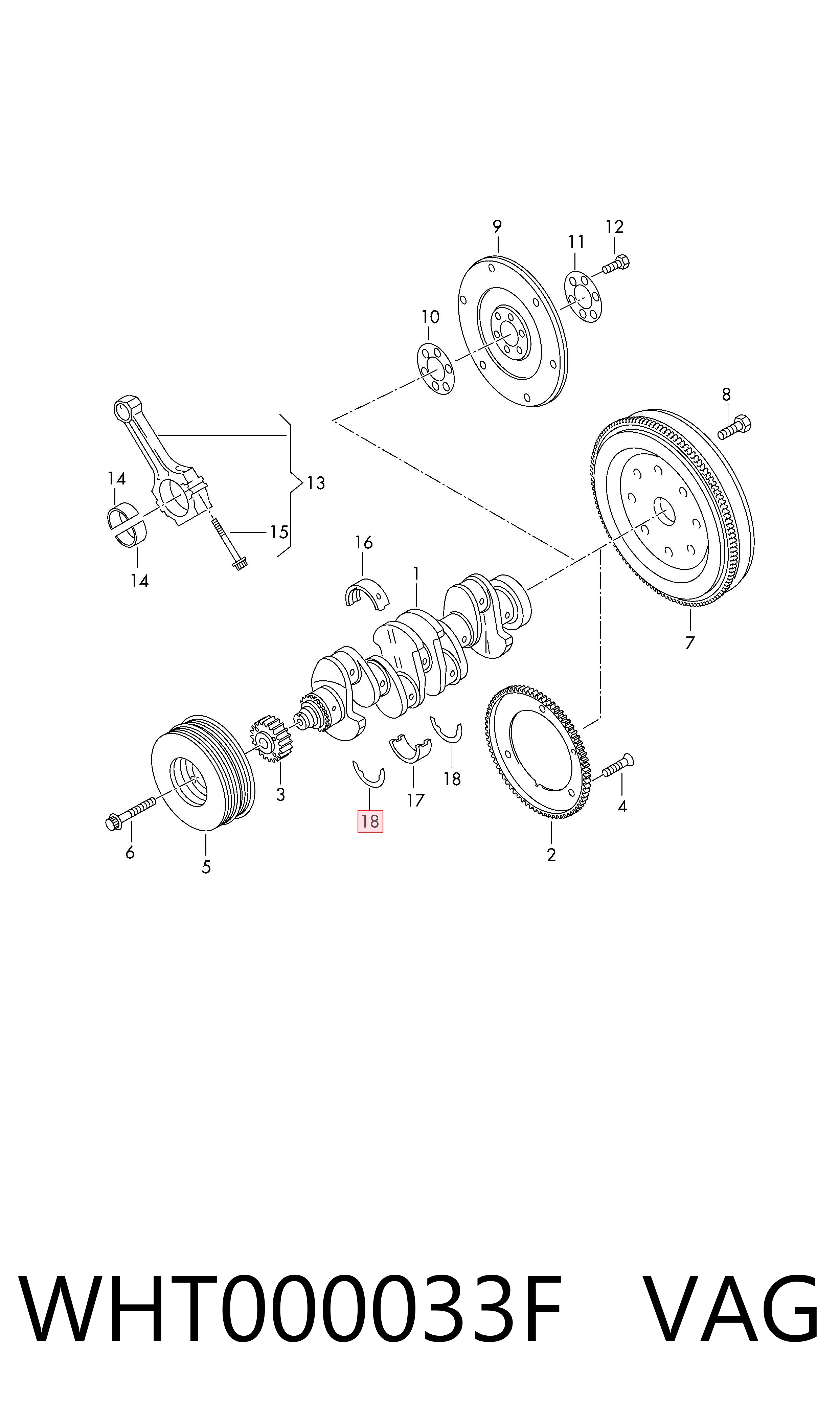 WHT000033F VAG Semianel de suporte (de carreira) de cambota, STD, kit