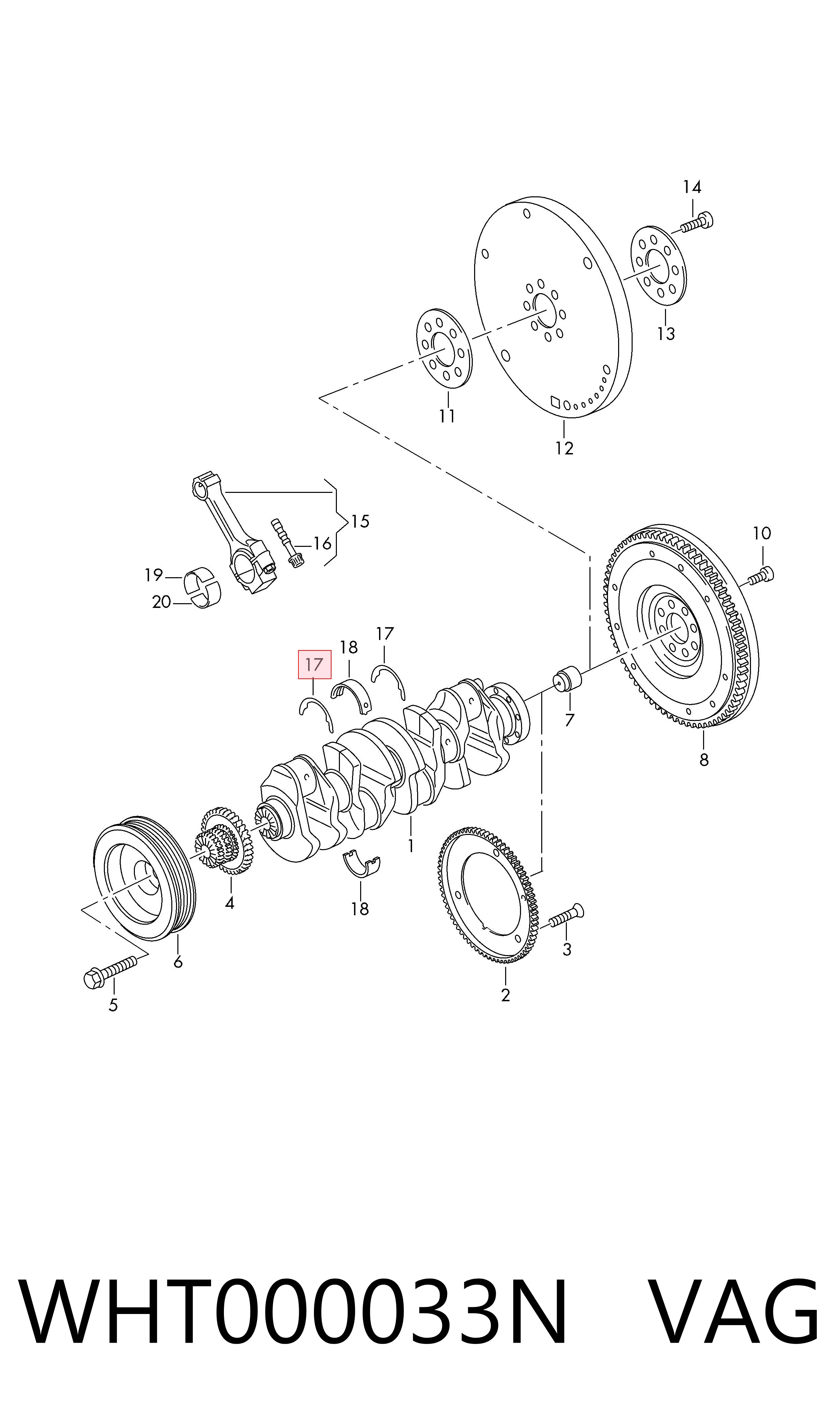 WHT000033N VAG Semianel de suporte (de carreira) de cambota, STD, kit