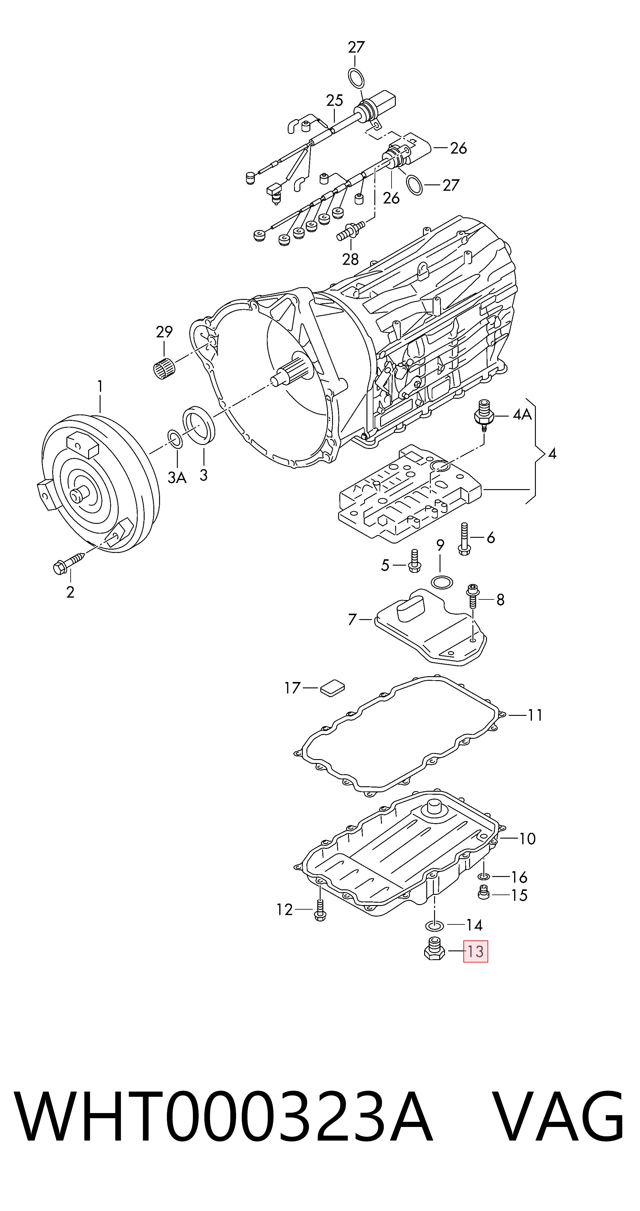 WHT000323A VAG Tampão de panela da Caixa Automática de Mudança