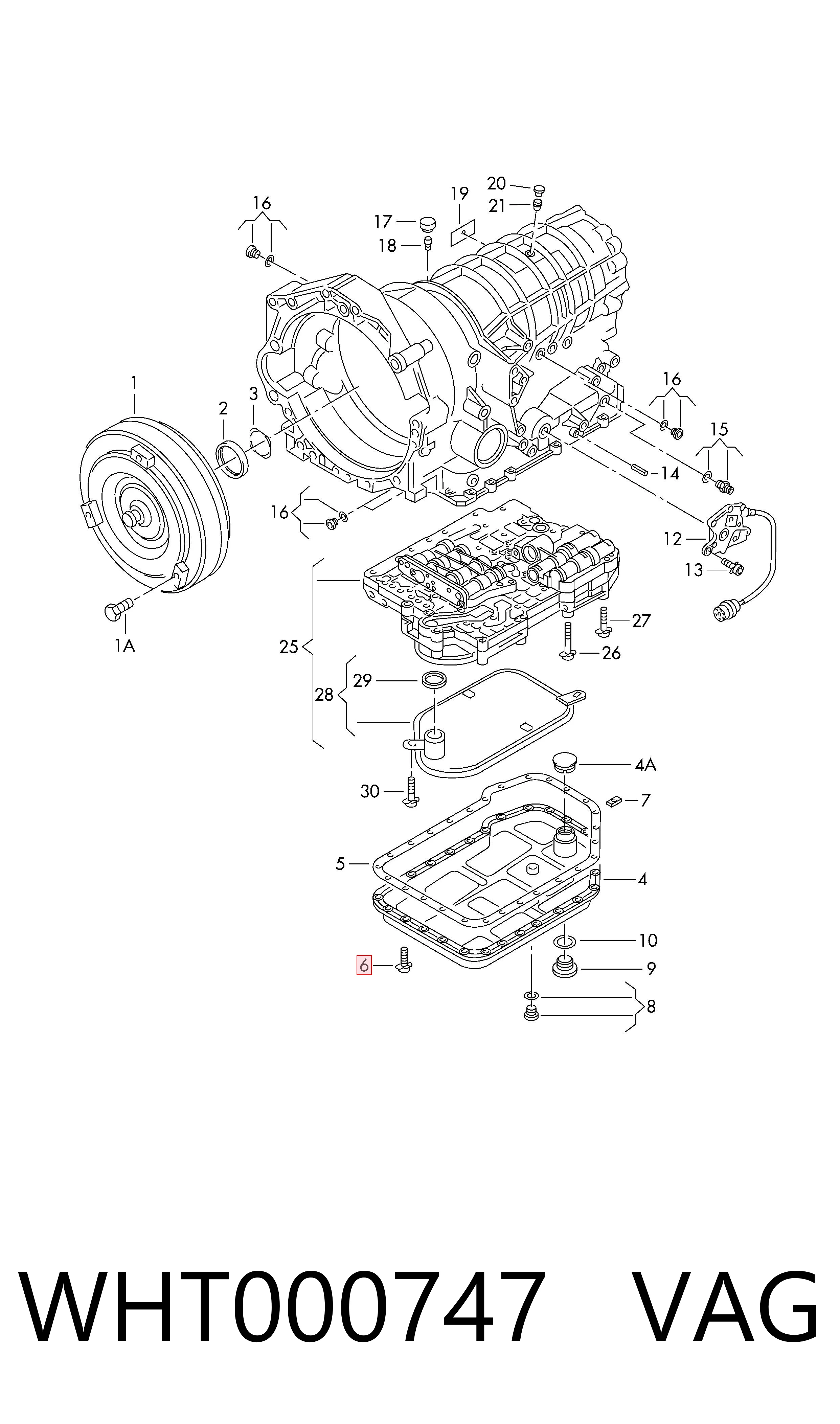 WHT000747 VAG Tampão de panela da Caixa Automática de Mudança