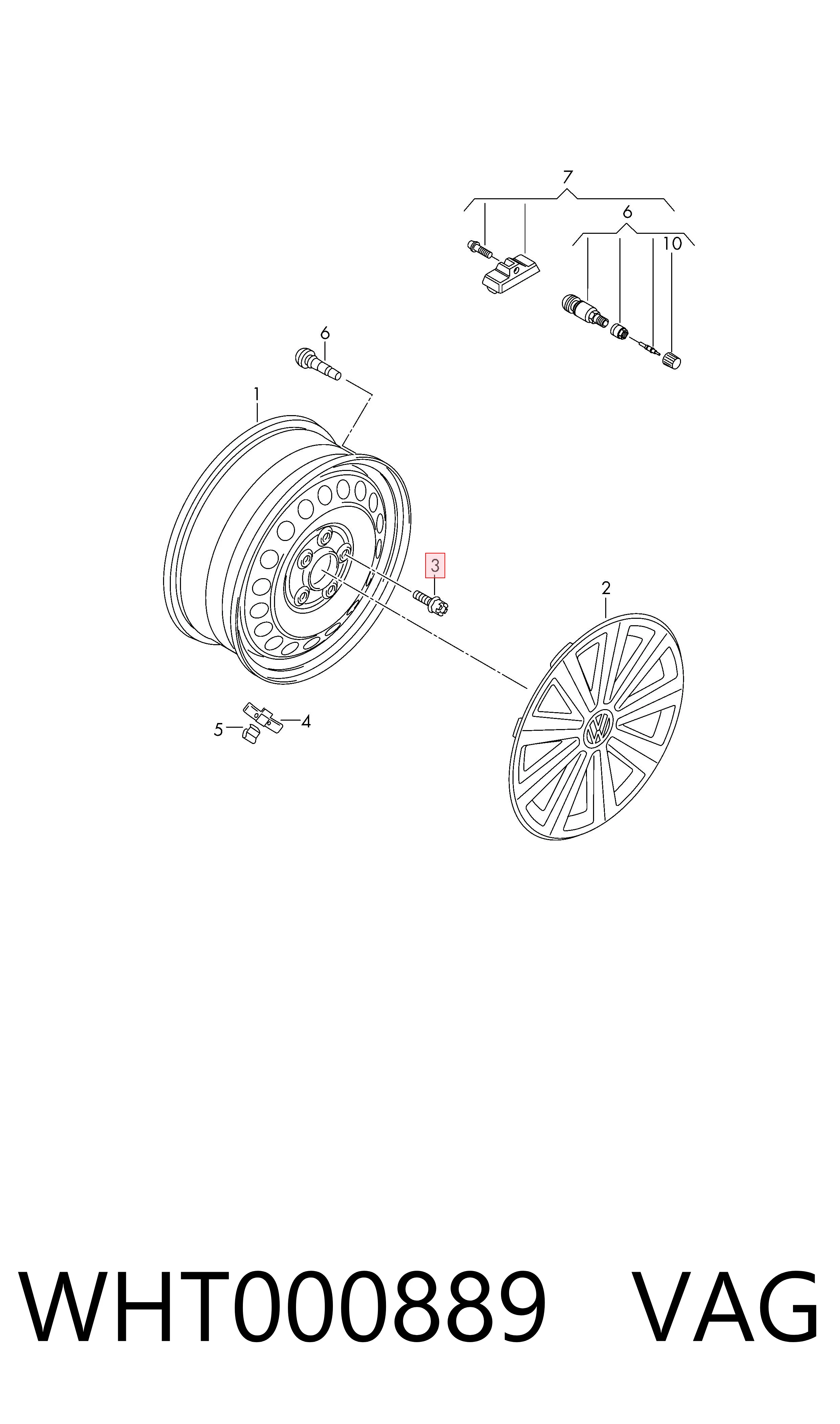 WHT000889 VAG Porca de roda