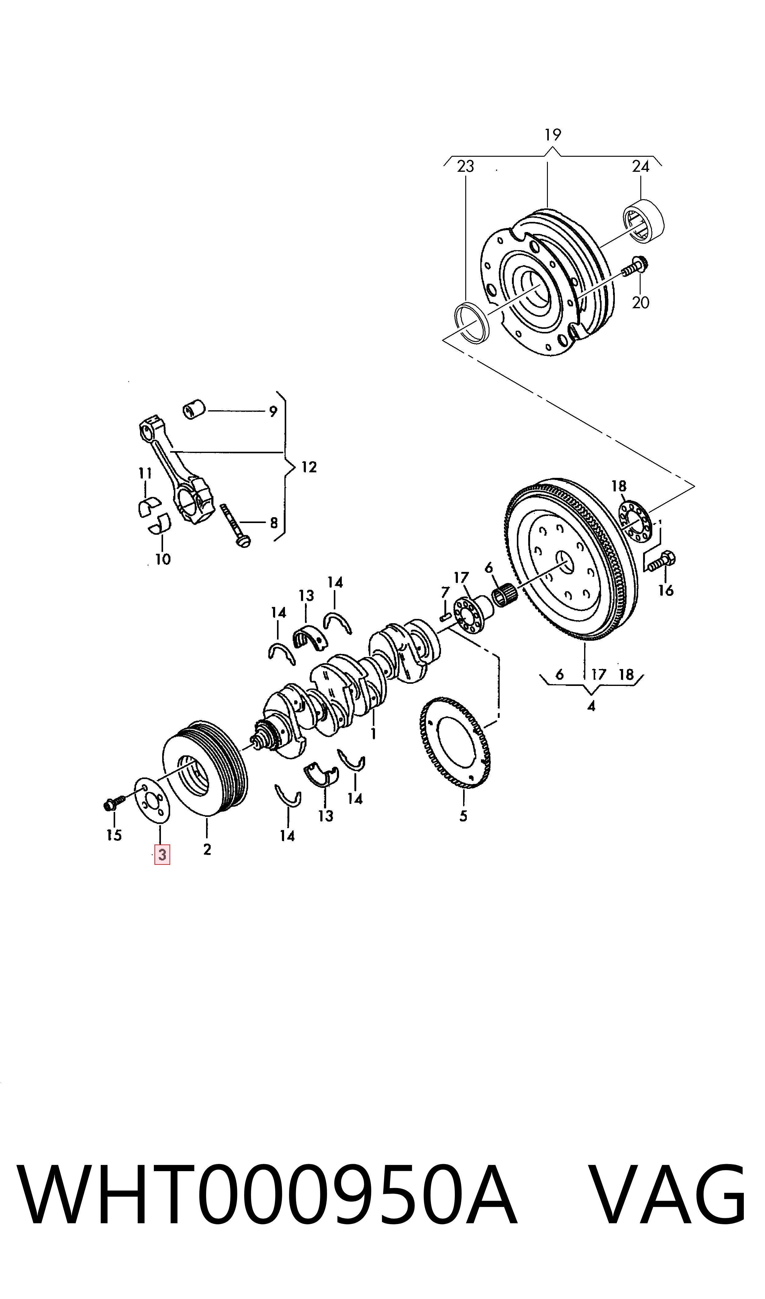 WHT000950A VAG Parafuso da polia de cambota