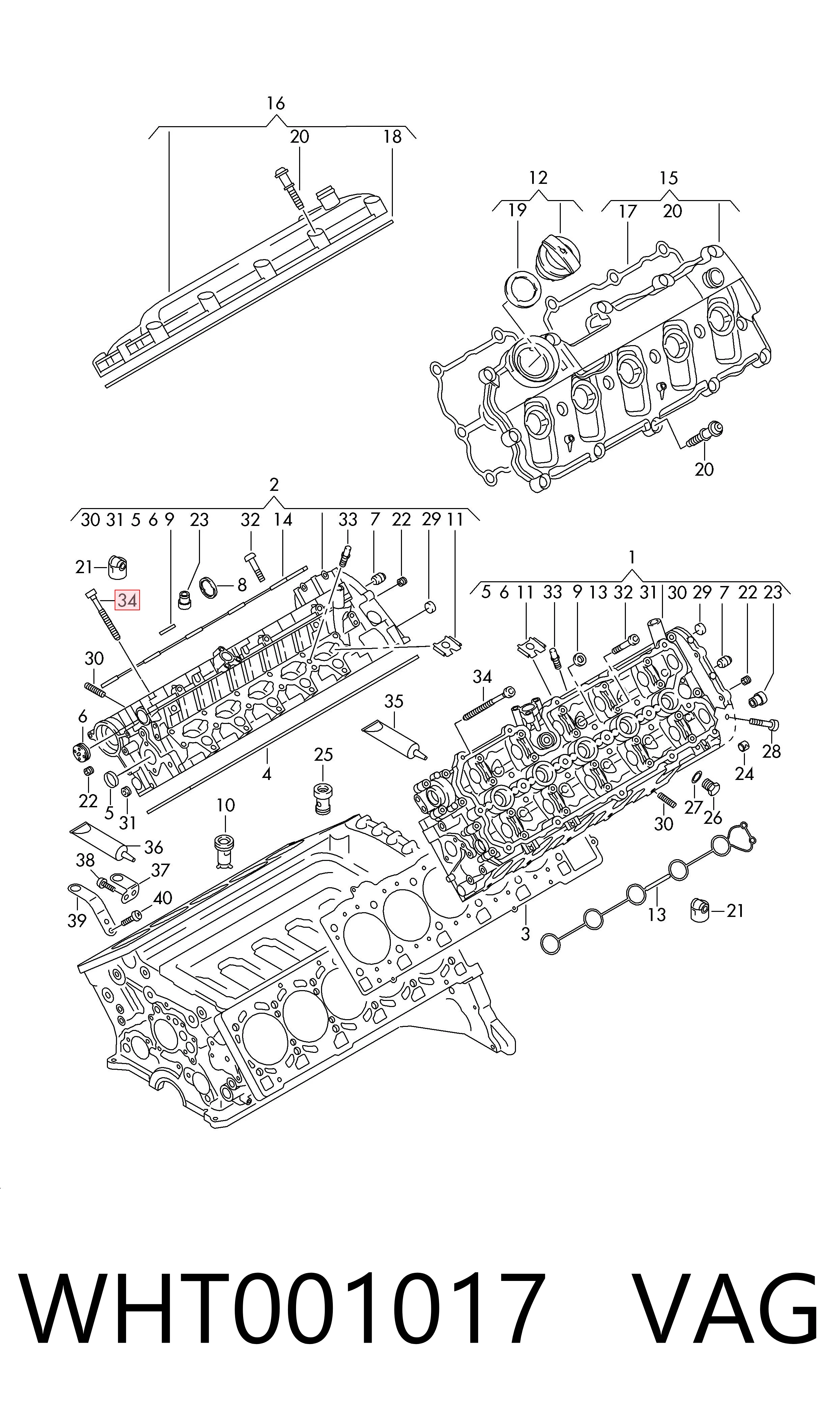 WHT001017 VAG Parafuso de cabeça de motor (CBC)