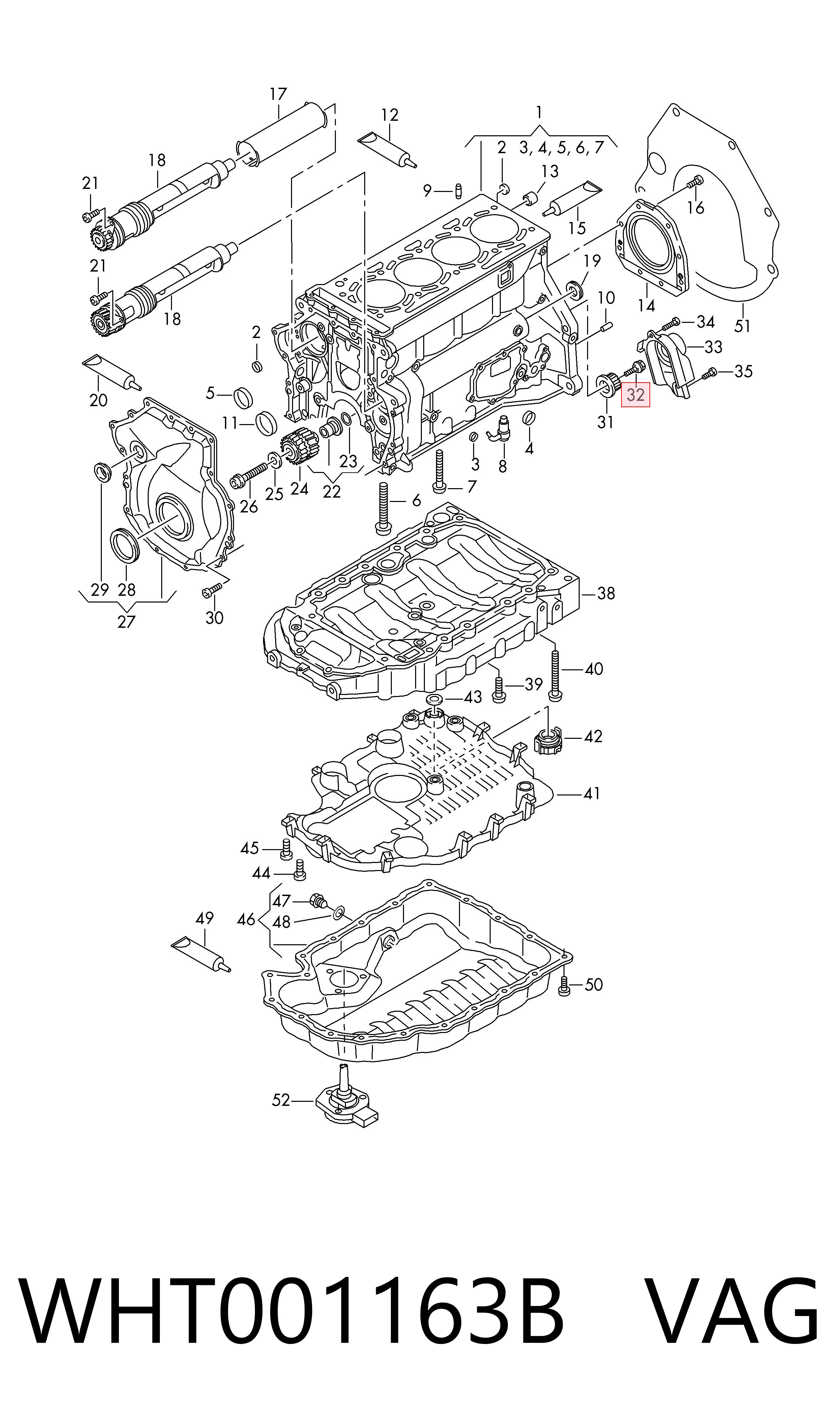 WHT001163B VAG Parafuso da polia de cambota