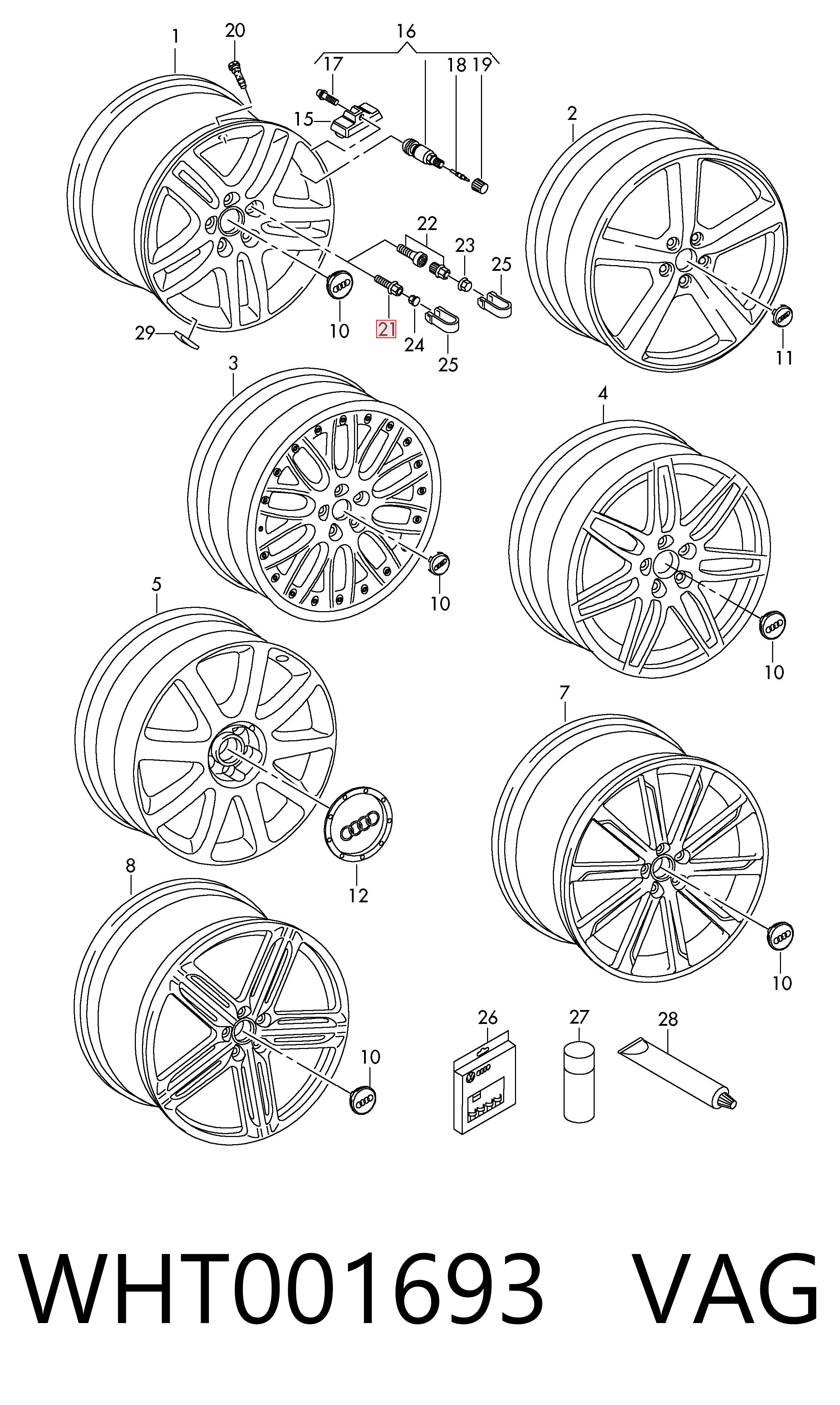 WHT001693 VAG Parafuso de roda