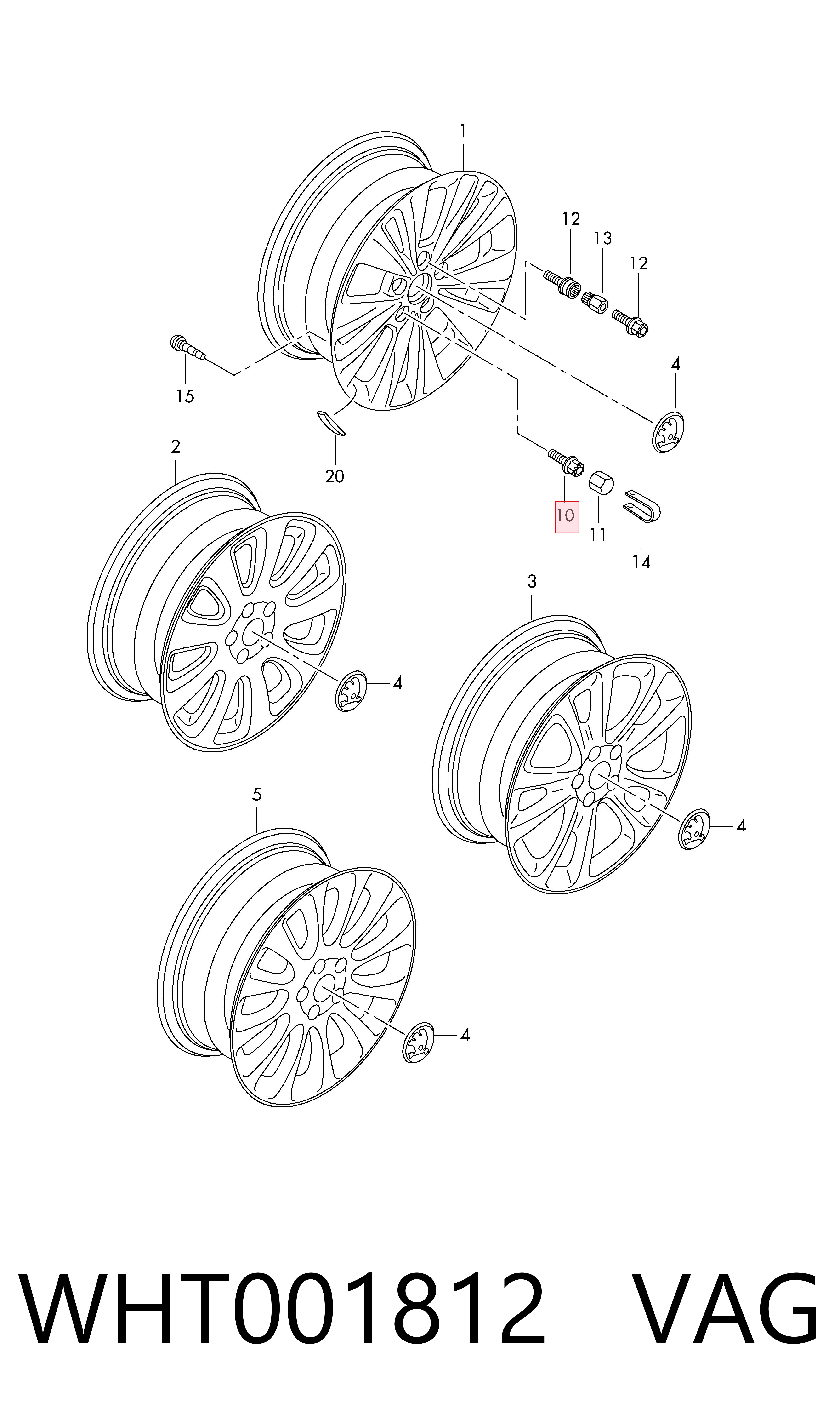 Parafuso de roda VAG WHT001812 preço, a partir de 1,94 USD