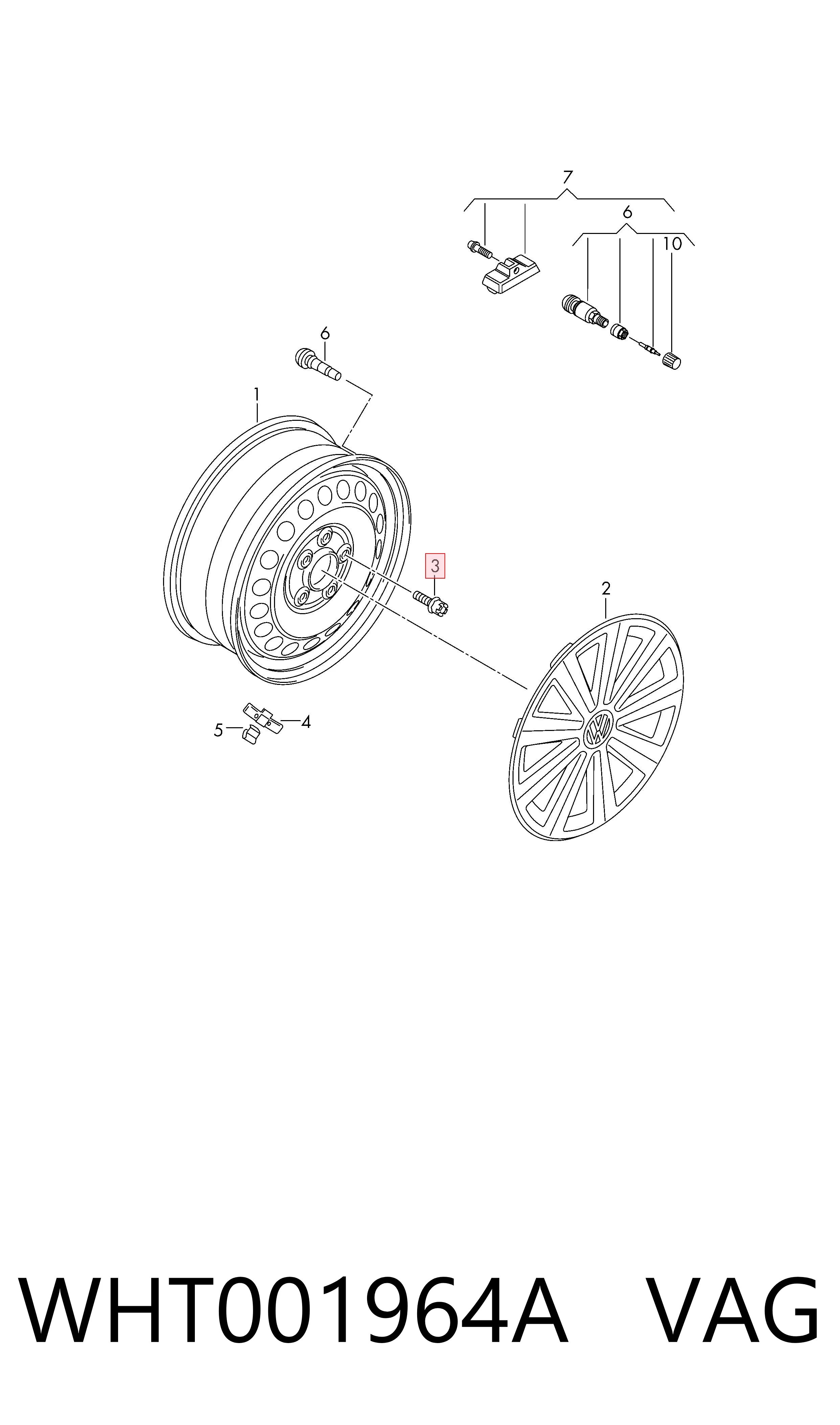 WHT001964A VAG Parafuso de roda