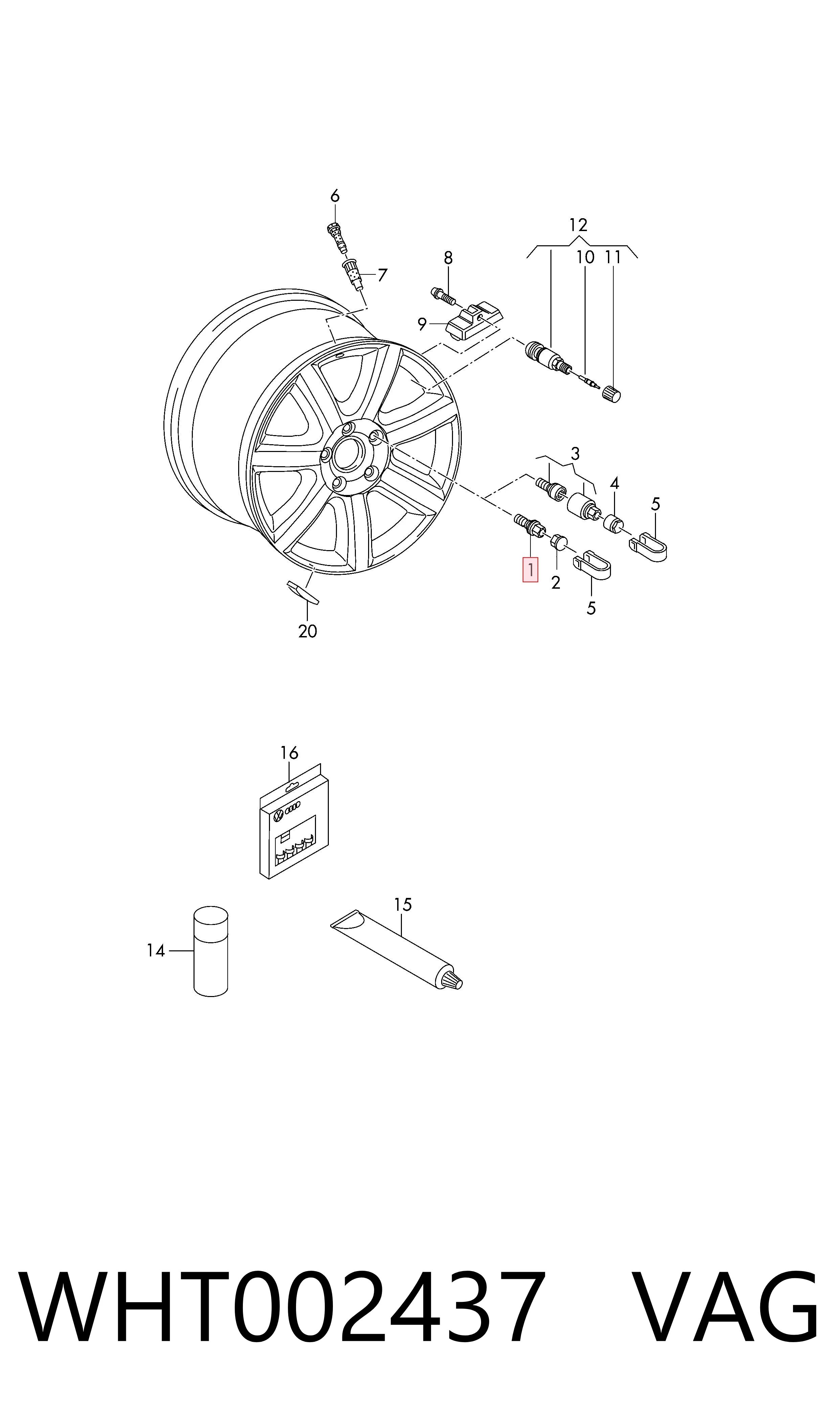 WHT002437 VAG Parafuso de roda