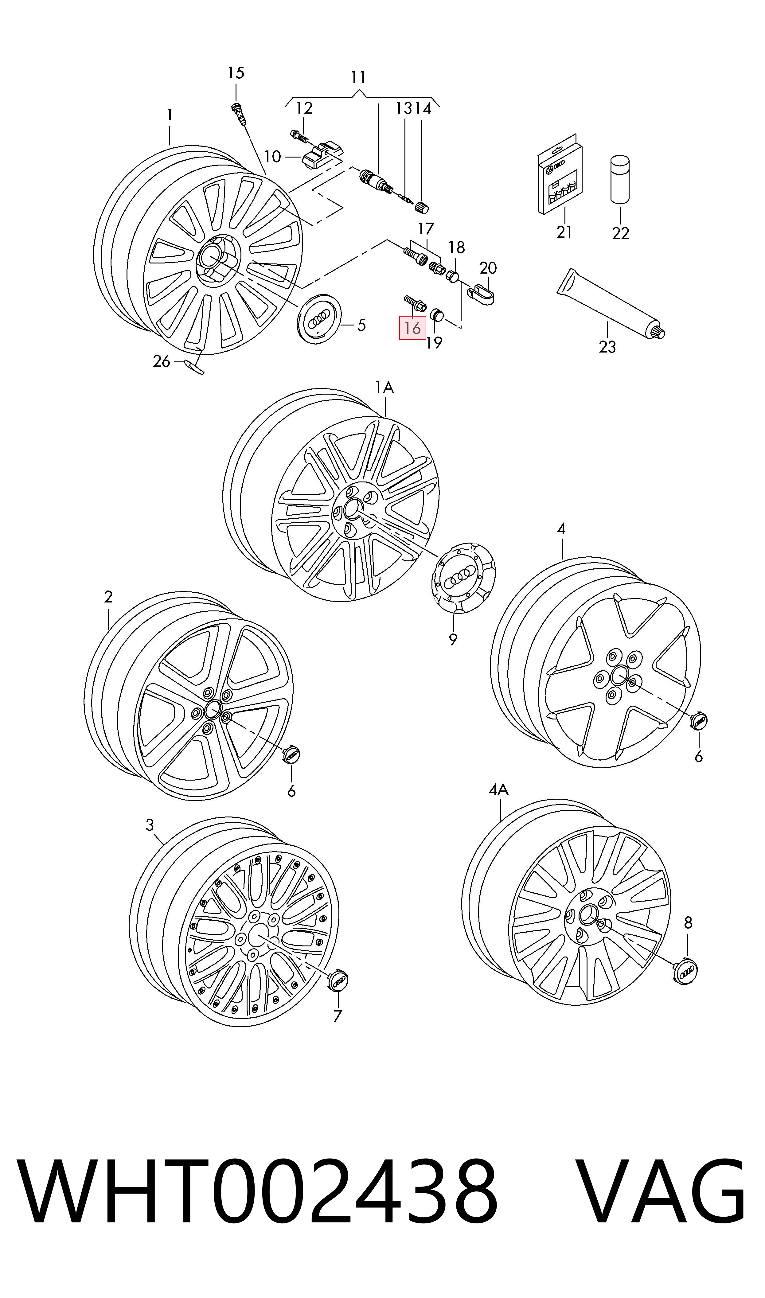 WHT002438 VAG Prego de roda traseiro/dianteiro