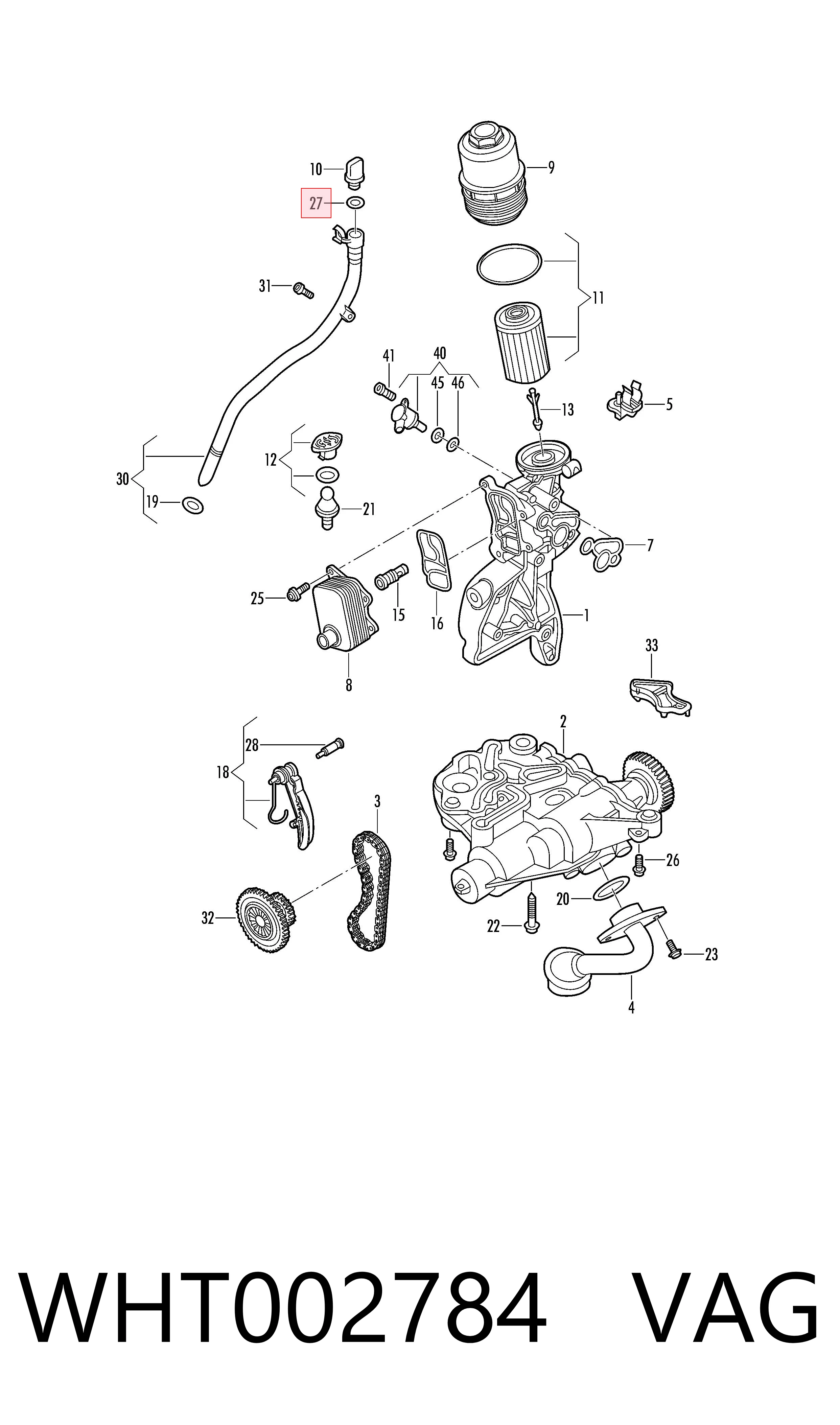 WHT002784 VAG Anel de vedação da guia de sonda do nível de óleo de motor