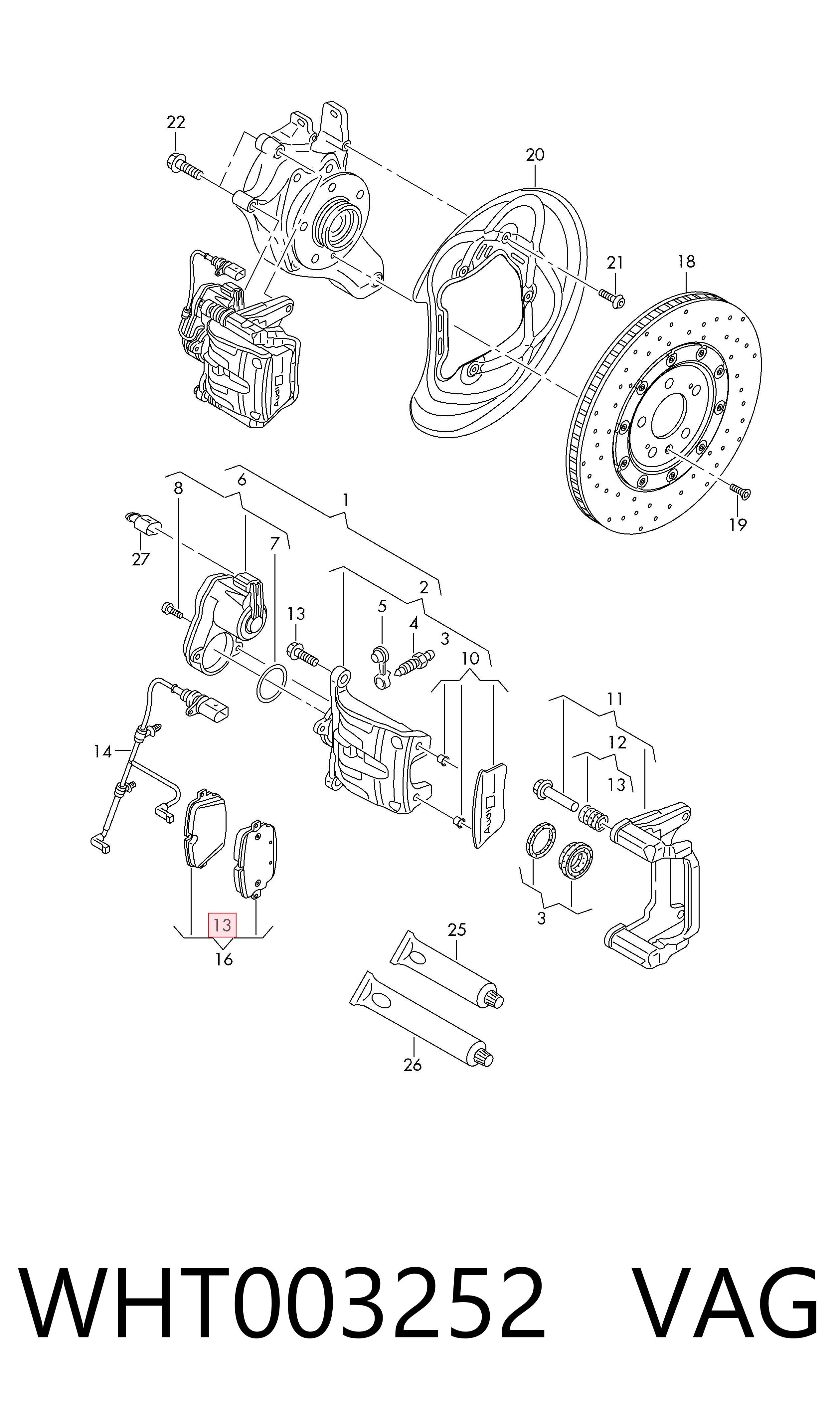 WHT003252 VAG Parafuso do freio de suporte